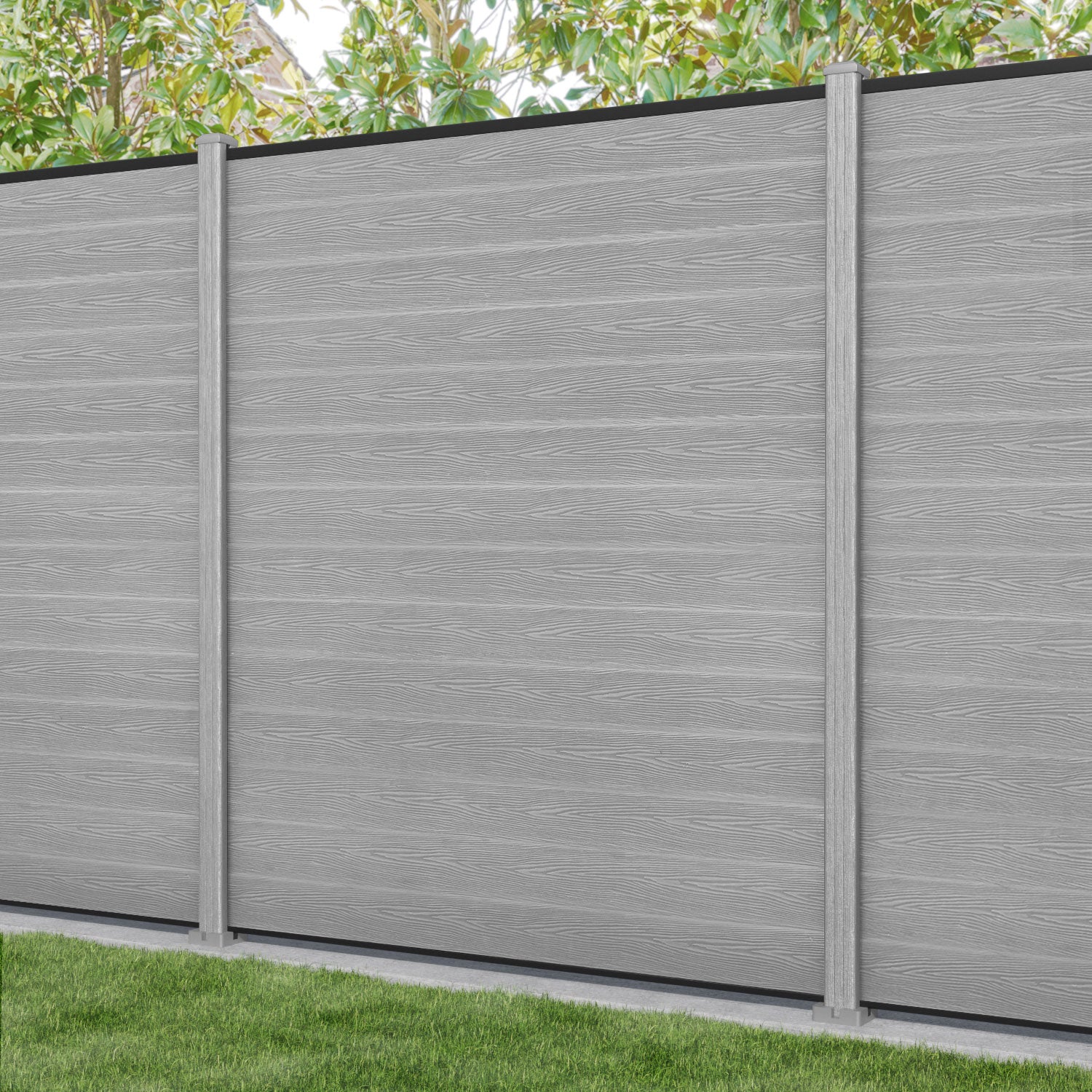 Classic Fence Panel - Light Grey - with our composite posts