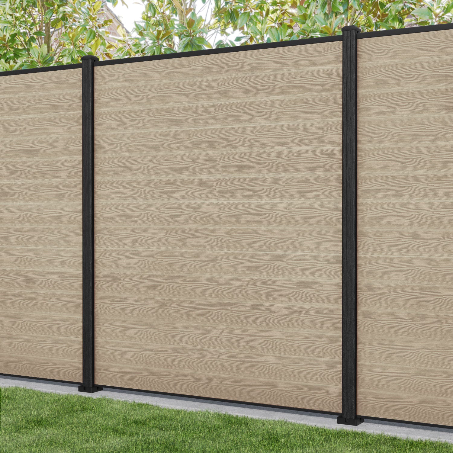 Classic Fence Panel - Light Oak - with our composite posts