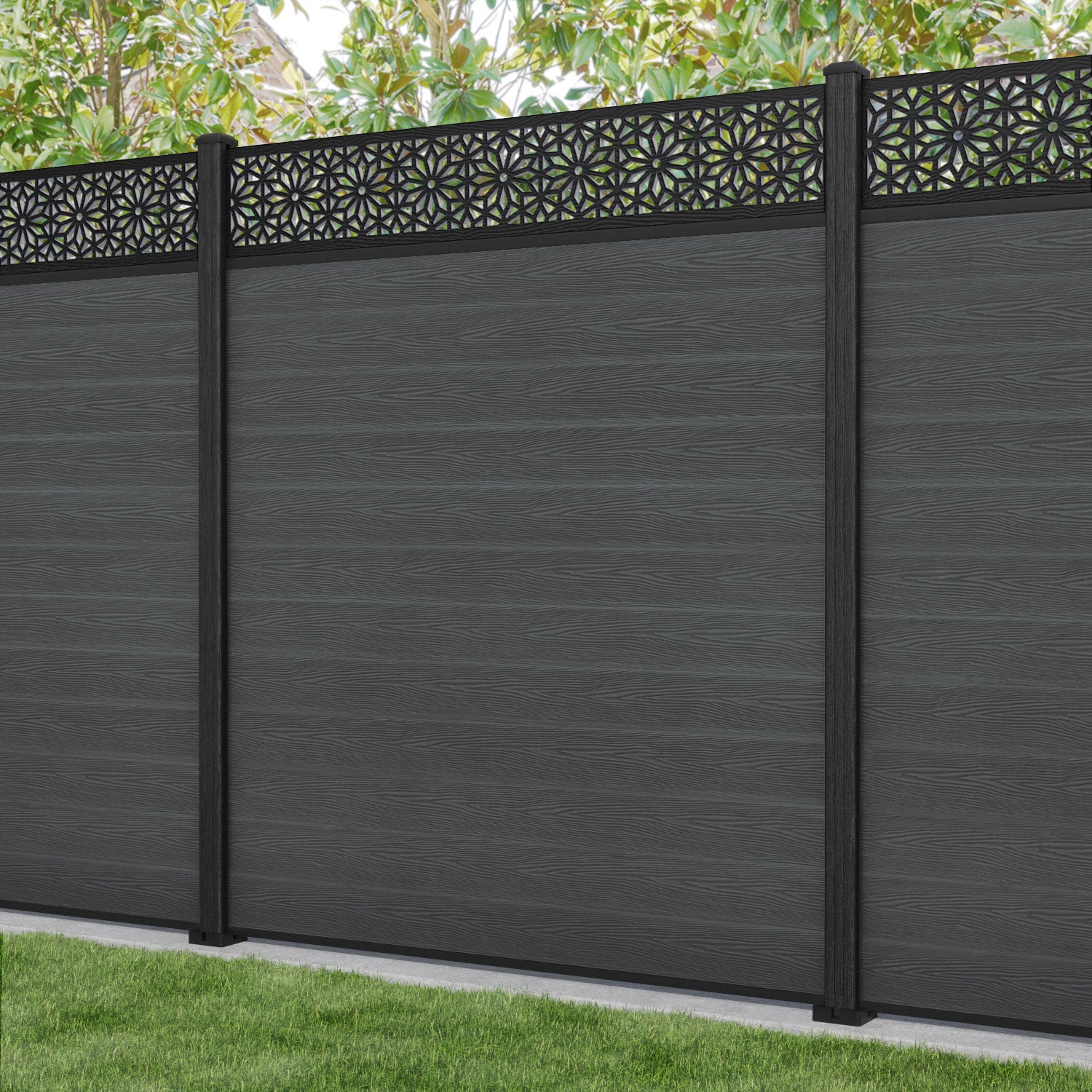 Classic Narwa Fence Panel - Dark Grey - with our composite posts
