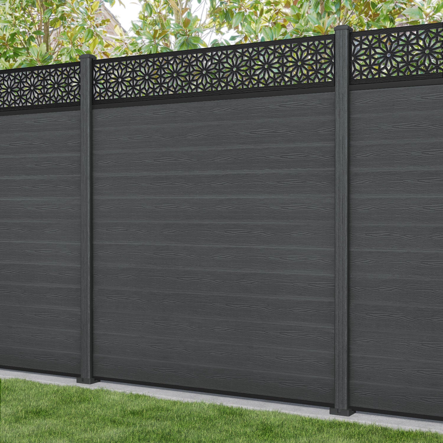 Classic Narwa Fence Panel - Dark Grey - with our composite posts