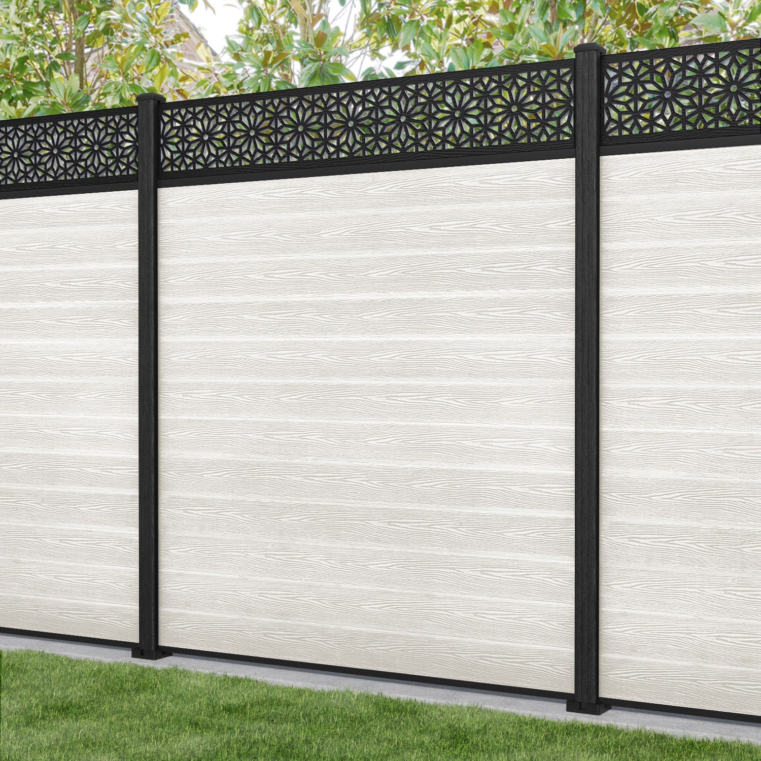 Classic Narwa Fence Panel - Light Stone - with our composite posts