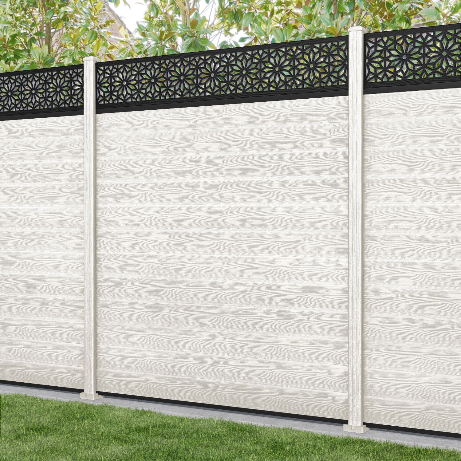 Classic Narwa Fence Panel - Light Stone - with our composite posts
