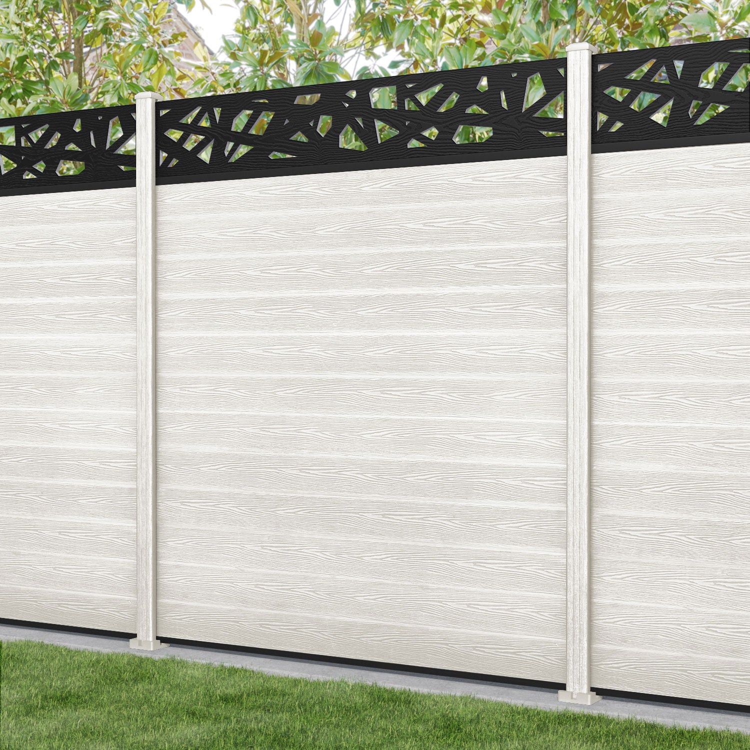 Classic Prism Fence Panel - Light Stone - with our composite posts