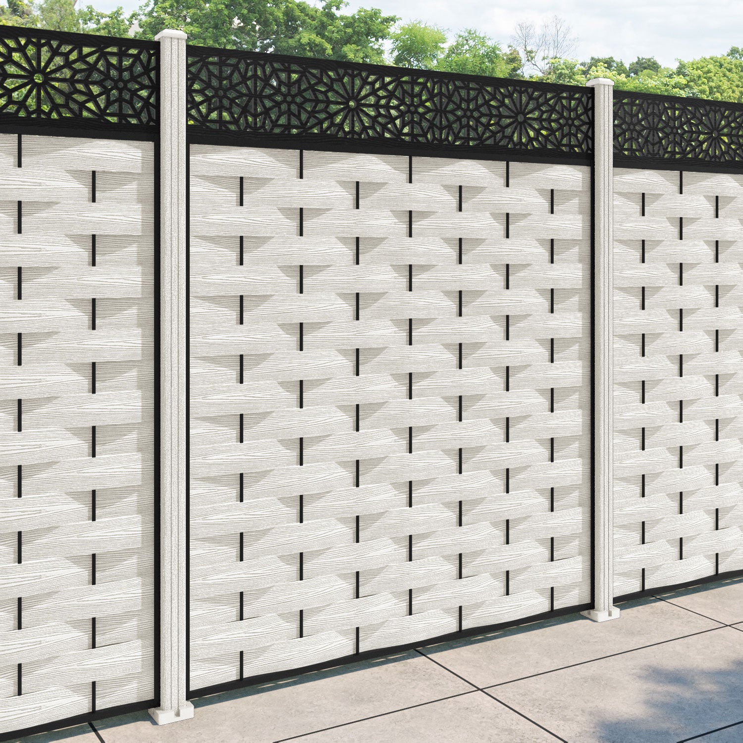 Ripple Alnara Fence Panel - Light Stone - with our composite posts
