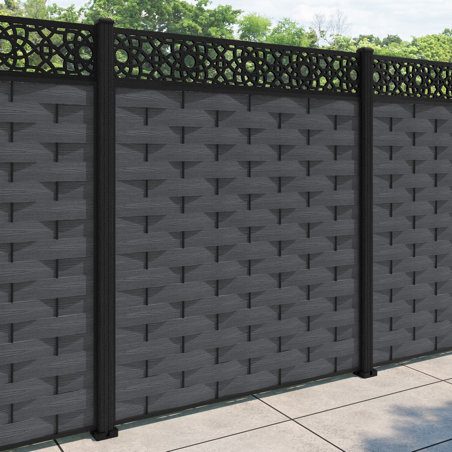 Ripple Ambar Fence Panel - Dark Grey - with our composite posts