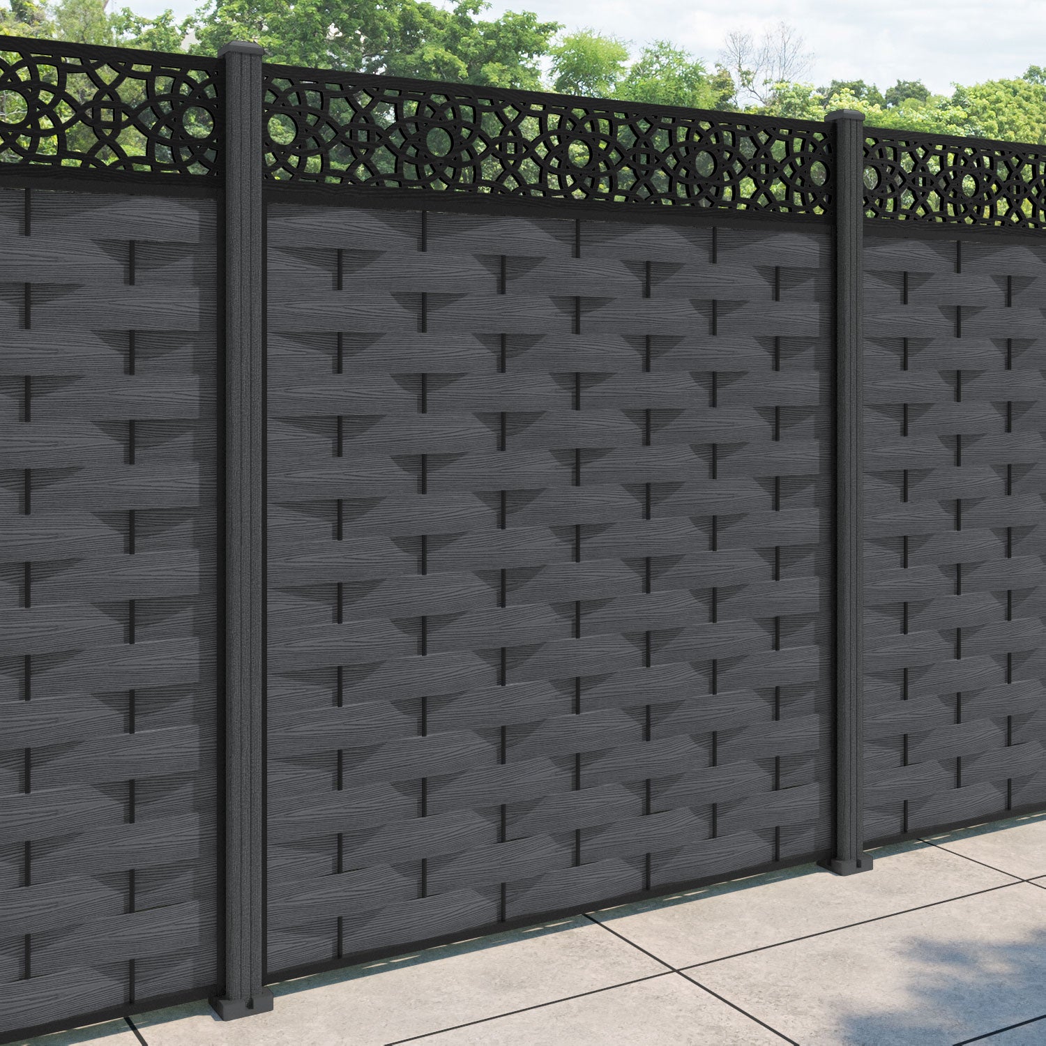 Ripple Ambar Fence Panel - Dark Grey - with our composite posts