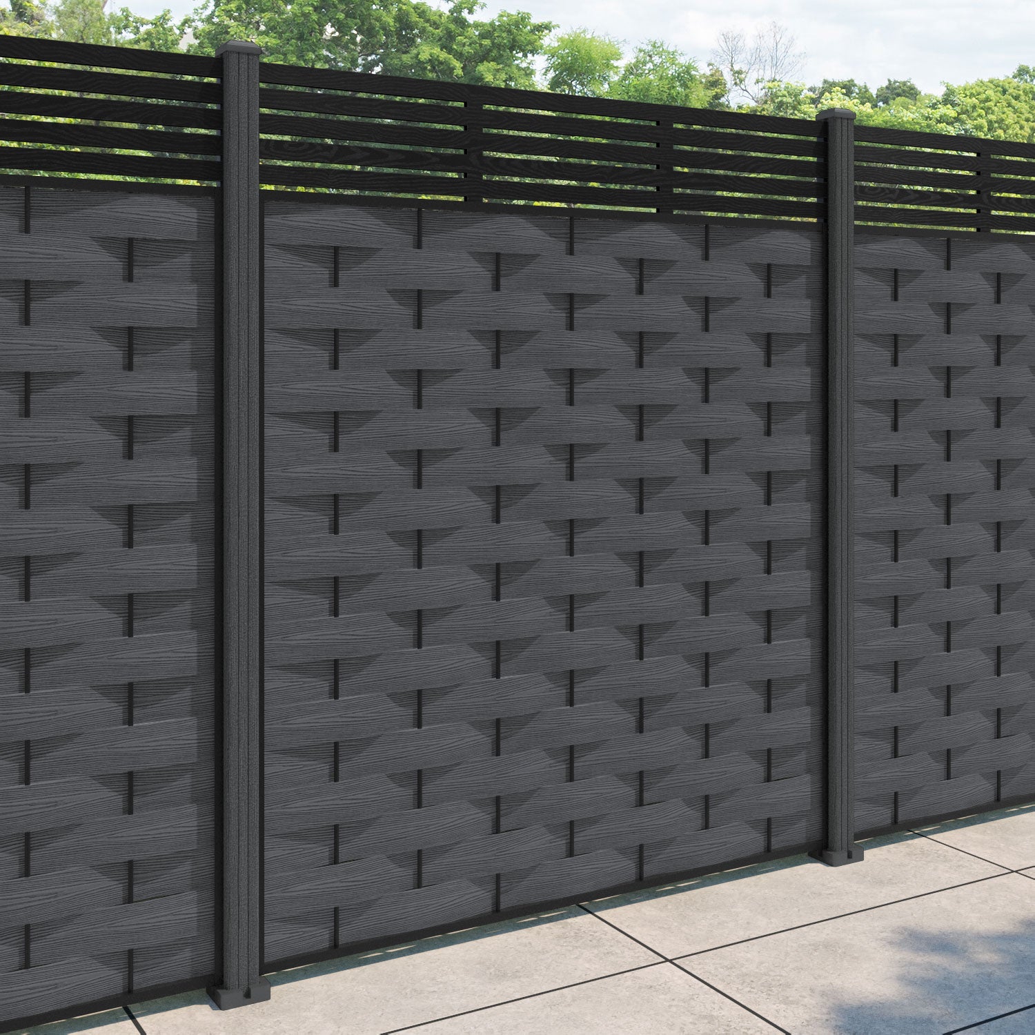 Ripple Aspen Fence Panel - Dark Grey - with our composite posts