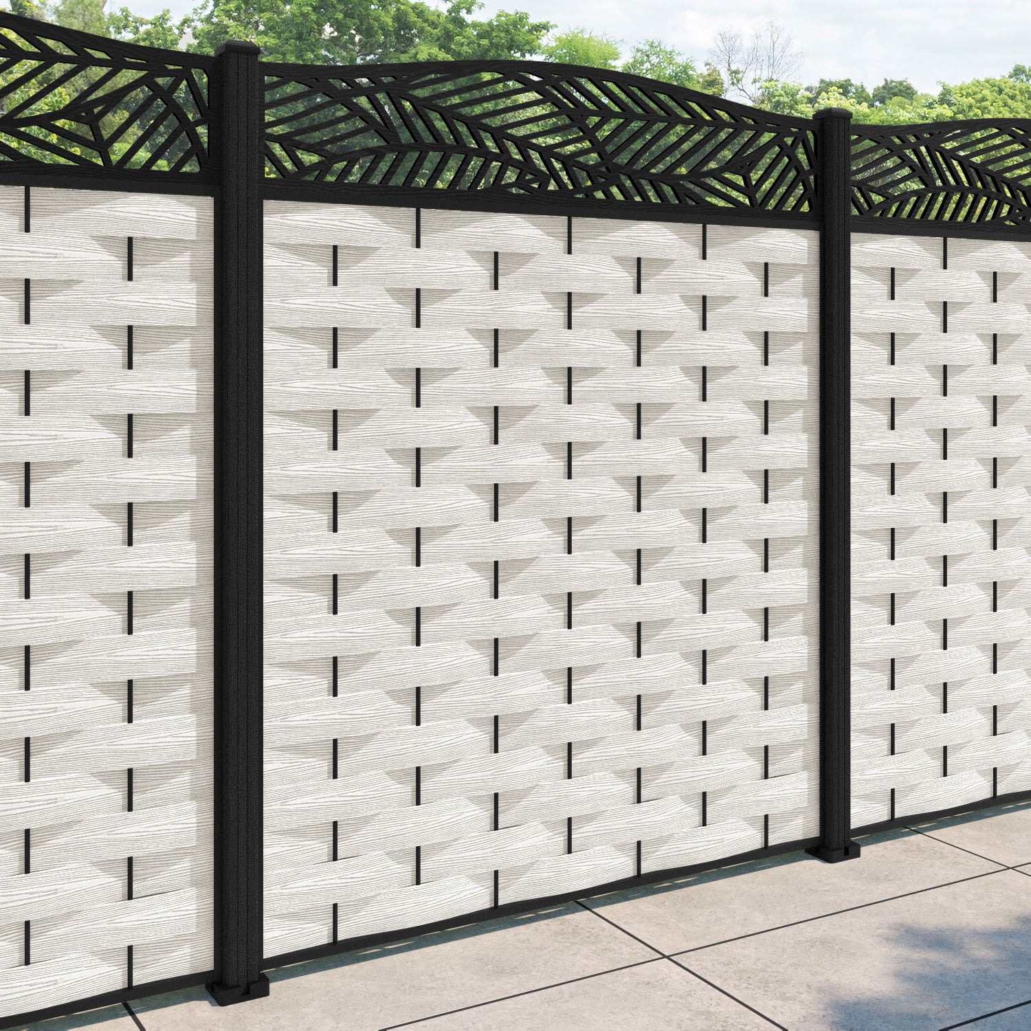 Ripple Habitat Curved Top Fence Panel - Light Stone - with our composite posts
