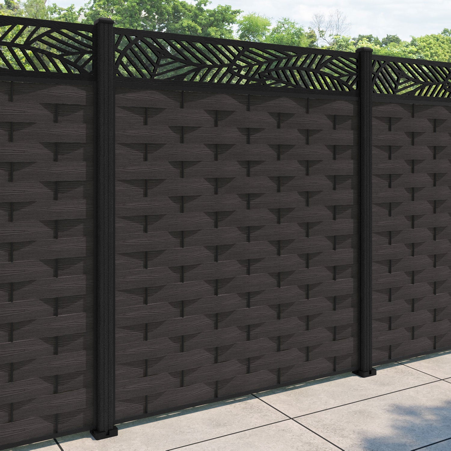Ripple Habitat Fence Panel - Dark Oak - with our composite posts