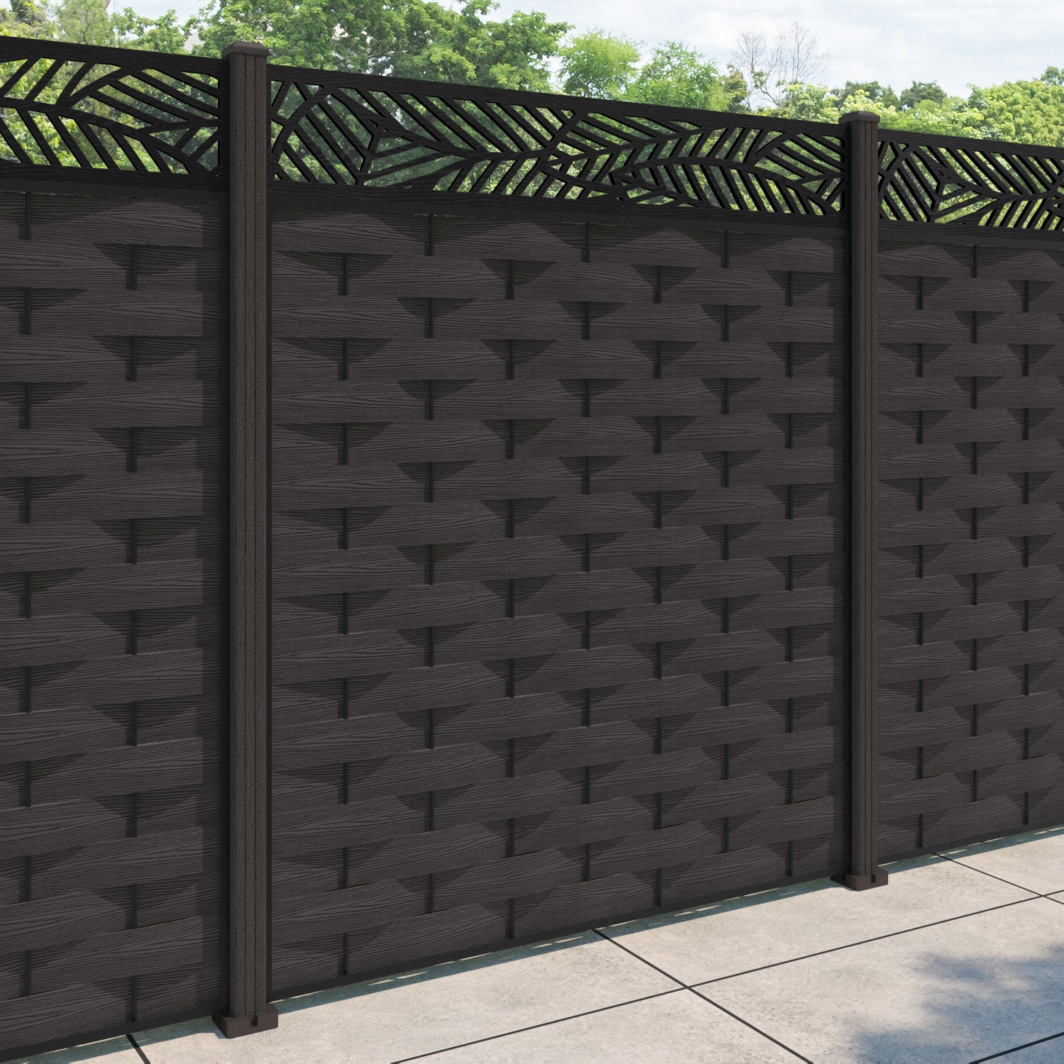 Ripple Habitat Fence Panel - Dark Oak - with our composite posts