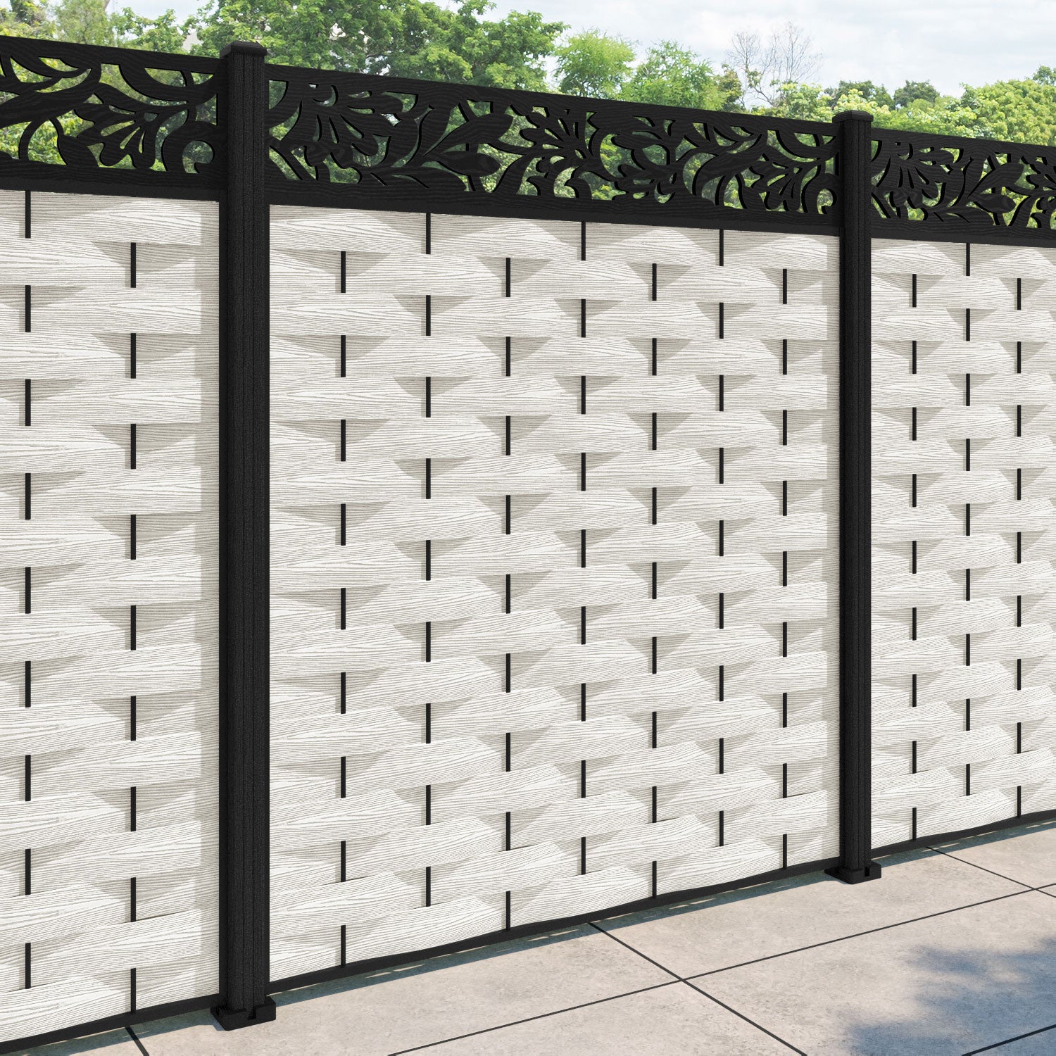 Ripple Heritage Fence Panel - Light Stone - with our composite posts