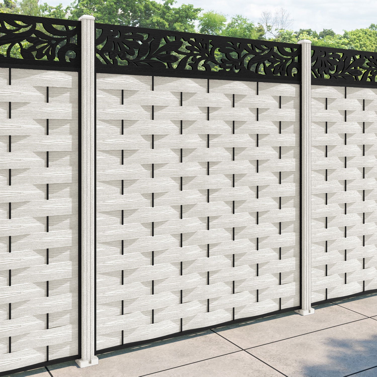 Ripple Heritage Fence Panel - Light Stone - with our composite posts