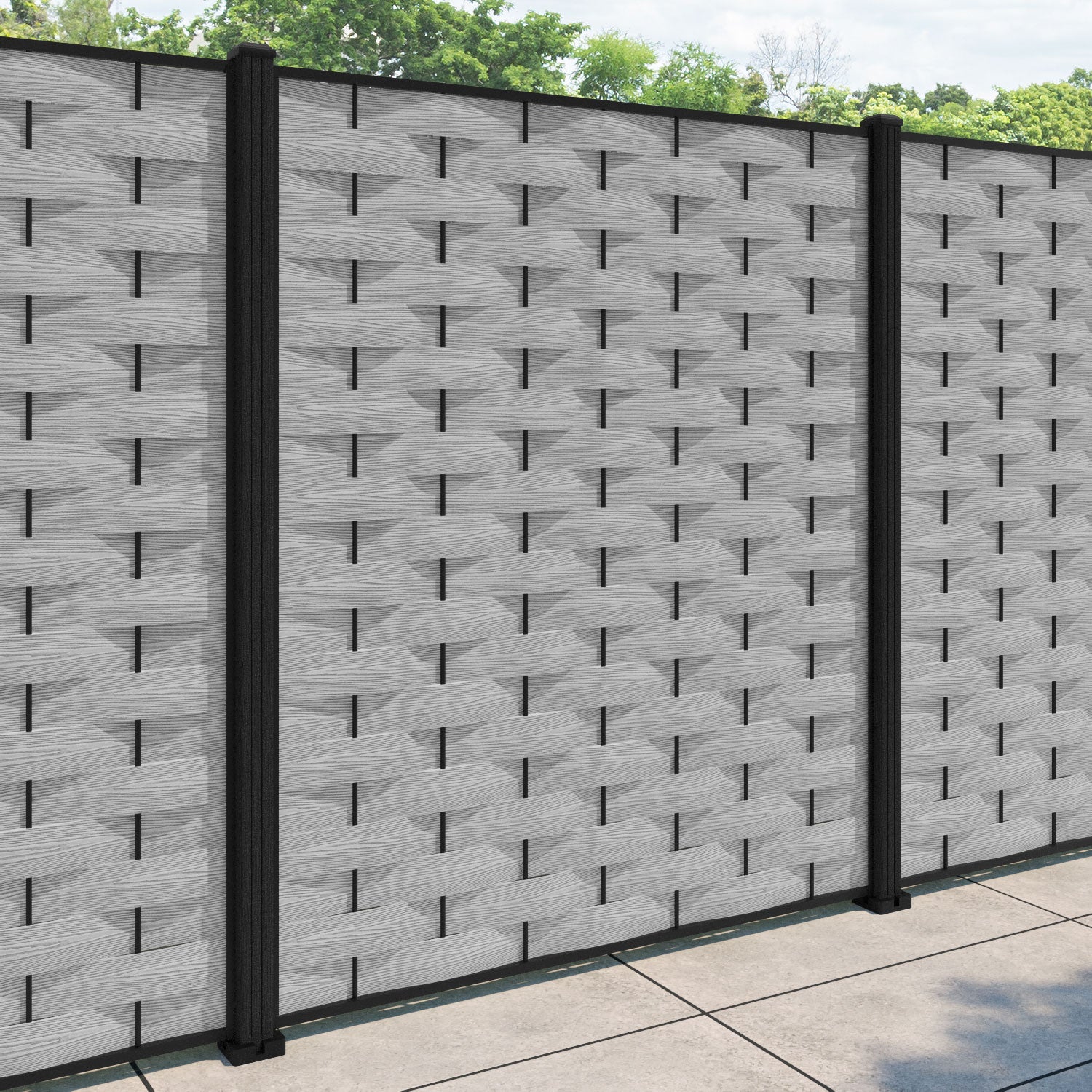 Ripple Fence Panel - Light Grey - with our composite posts
