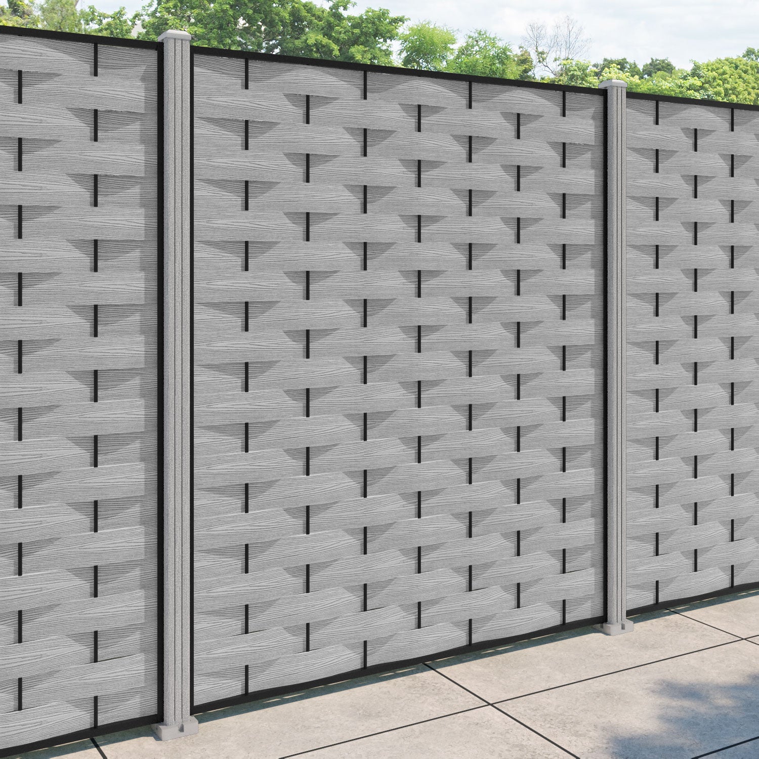 Ripple Fence Panel - Light Grey - with our composite posts