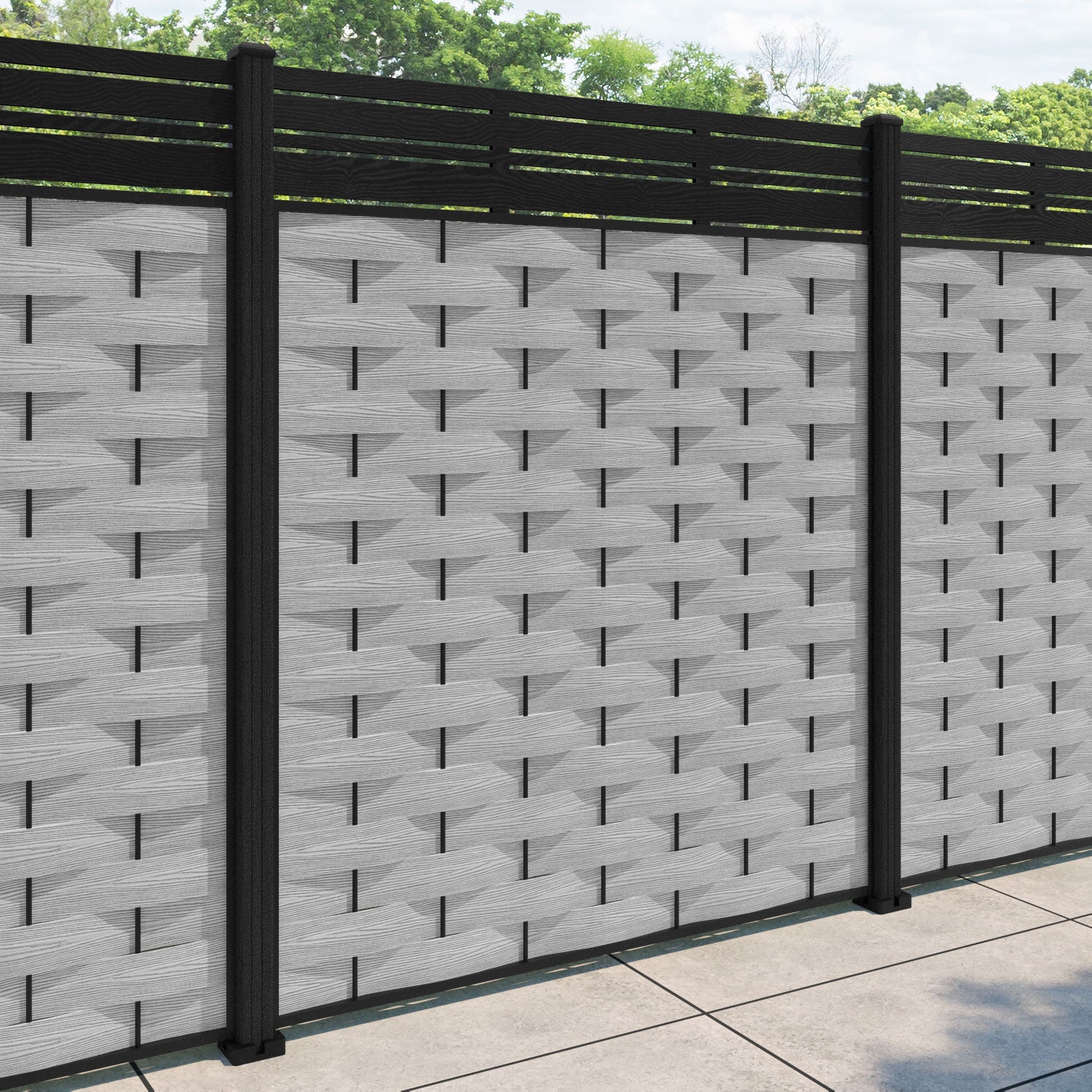 Ripple Linea Fence Panel - Light Grey - with our composite posts