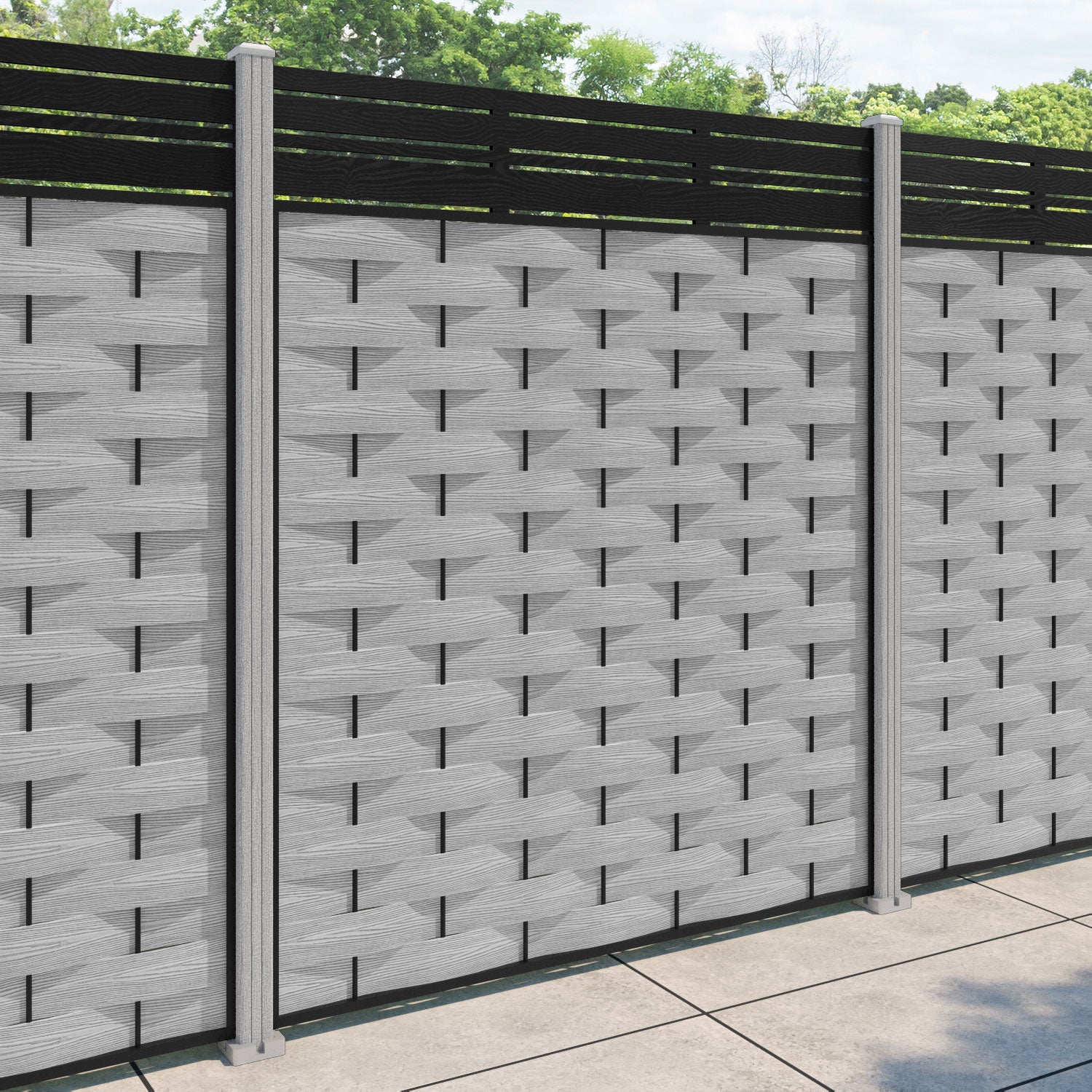 Ripple Linea Fence Panel - Light Grey - with our composite posts