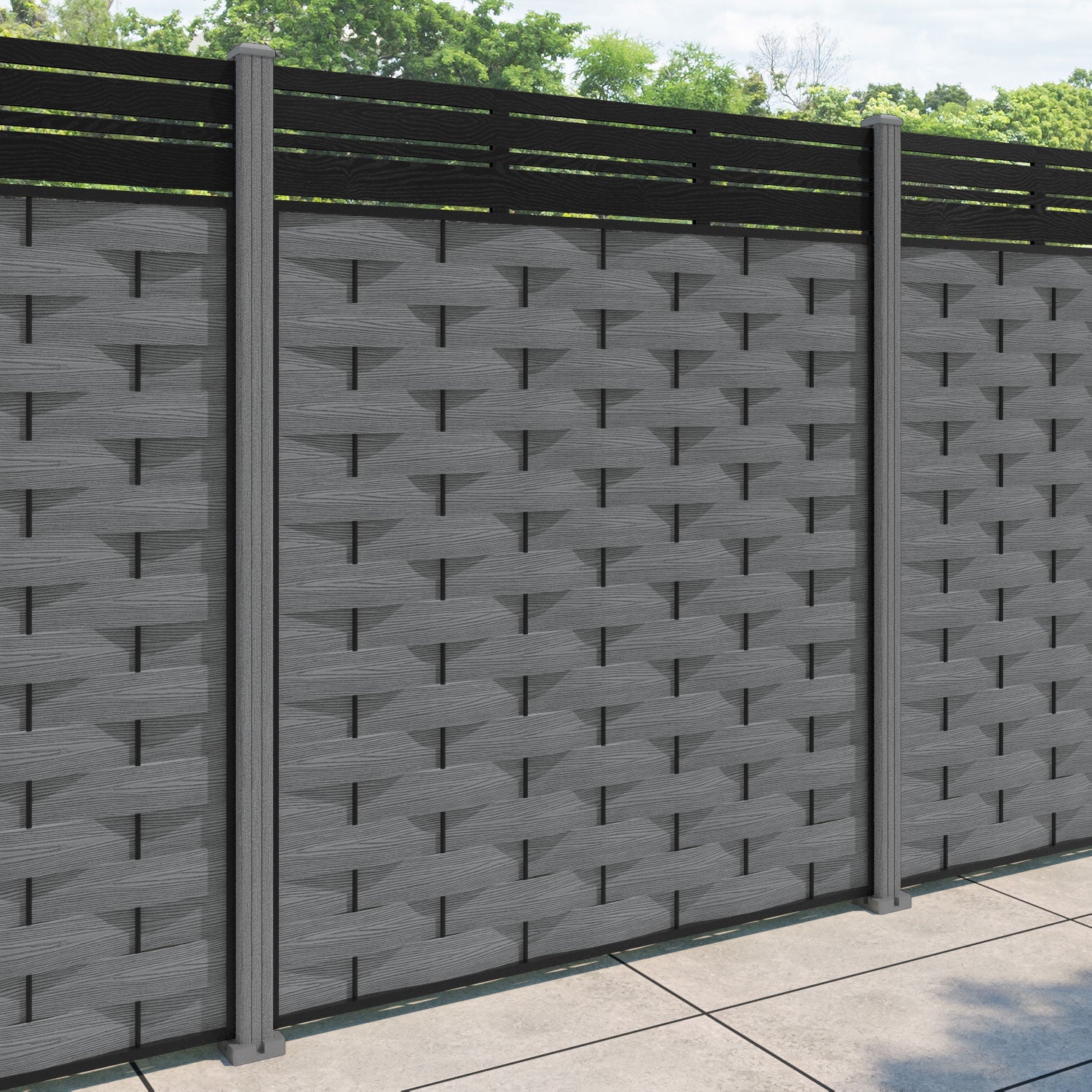 Ripple Linea Fence Panel - Mid Grey - with our composite posts