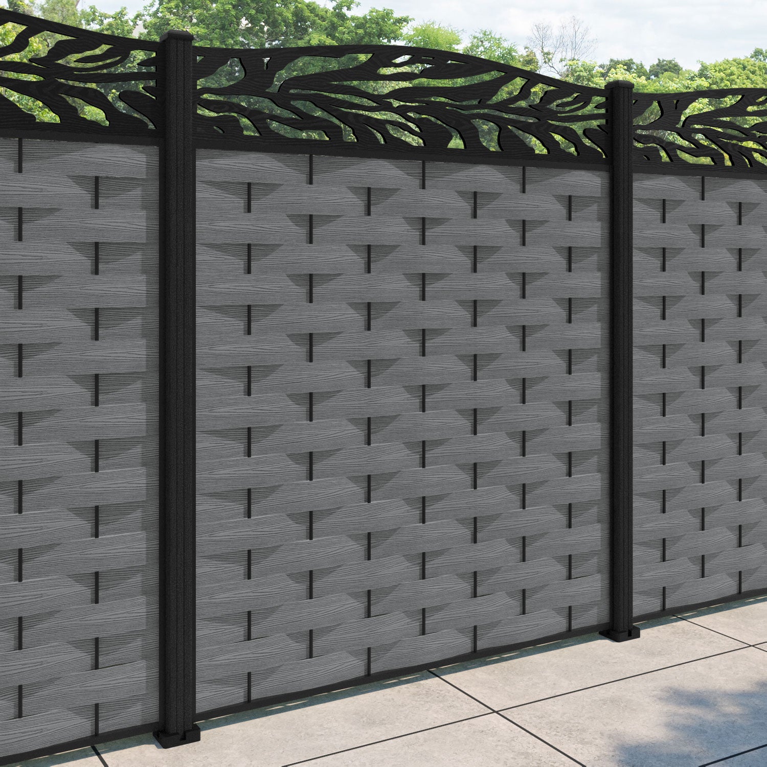 Ripple Malawi Curved Top Fence Panel - Mid Grey - with our composite posts