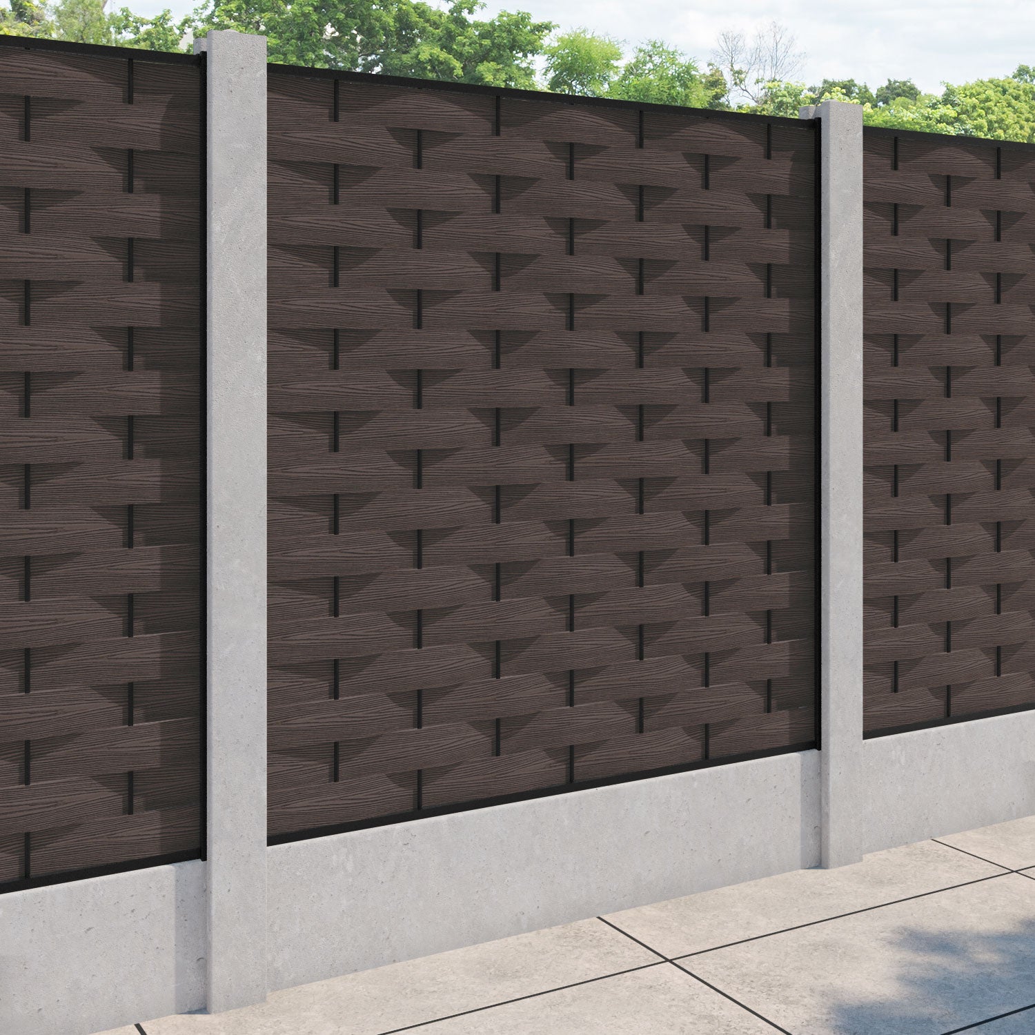 Ripple Fence Panel - Mid Brown - for existing concrete posts