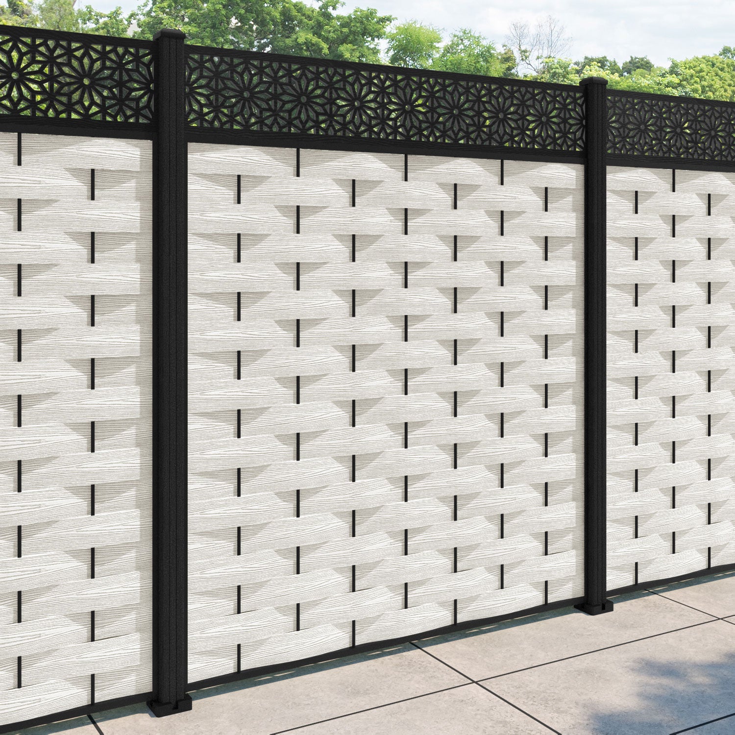 Ripple Narwa Fence Panel - Light Stone - with our composite posts
