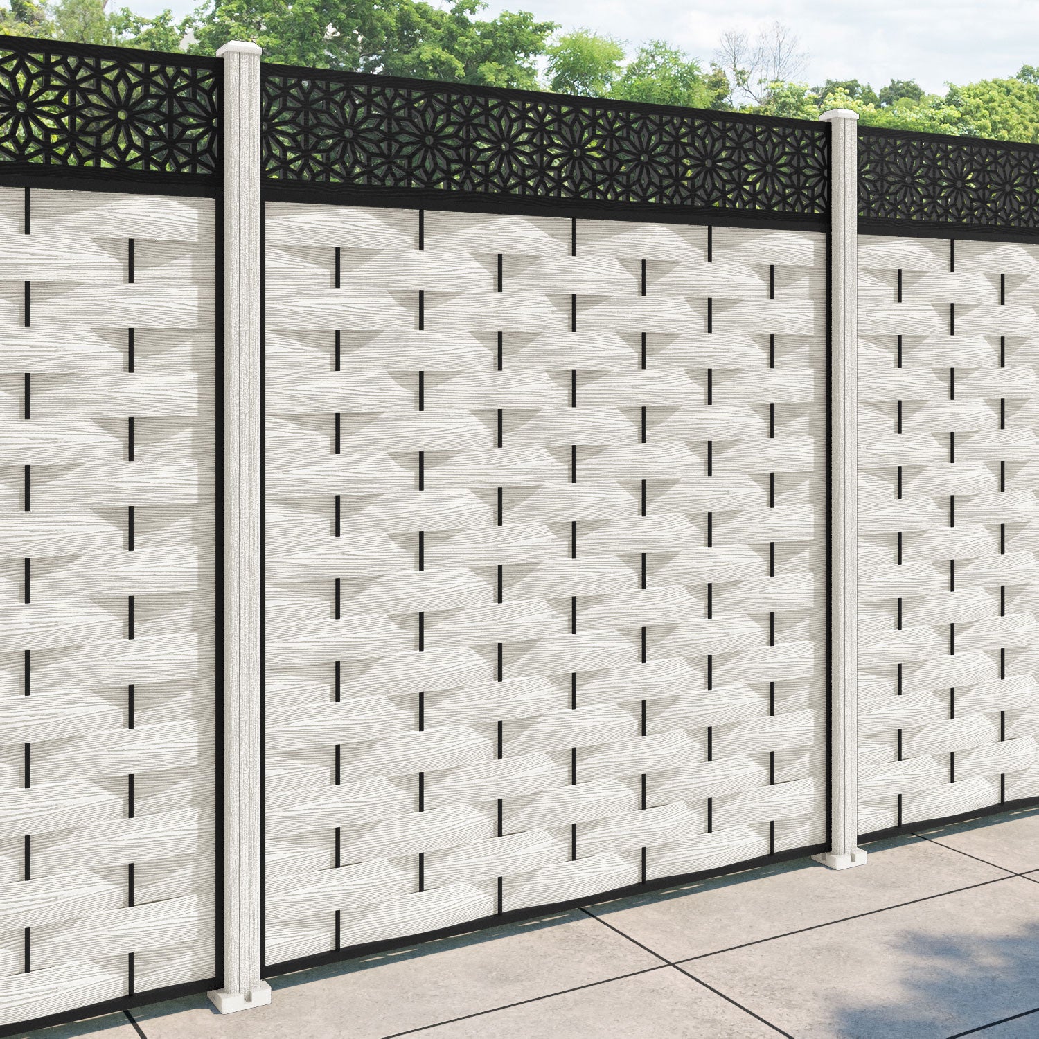 Ripple Narwa Fence Panel - Light Stone - with our composite posts