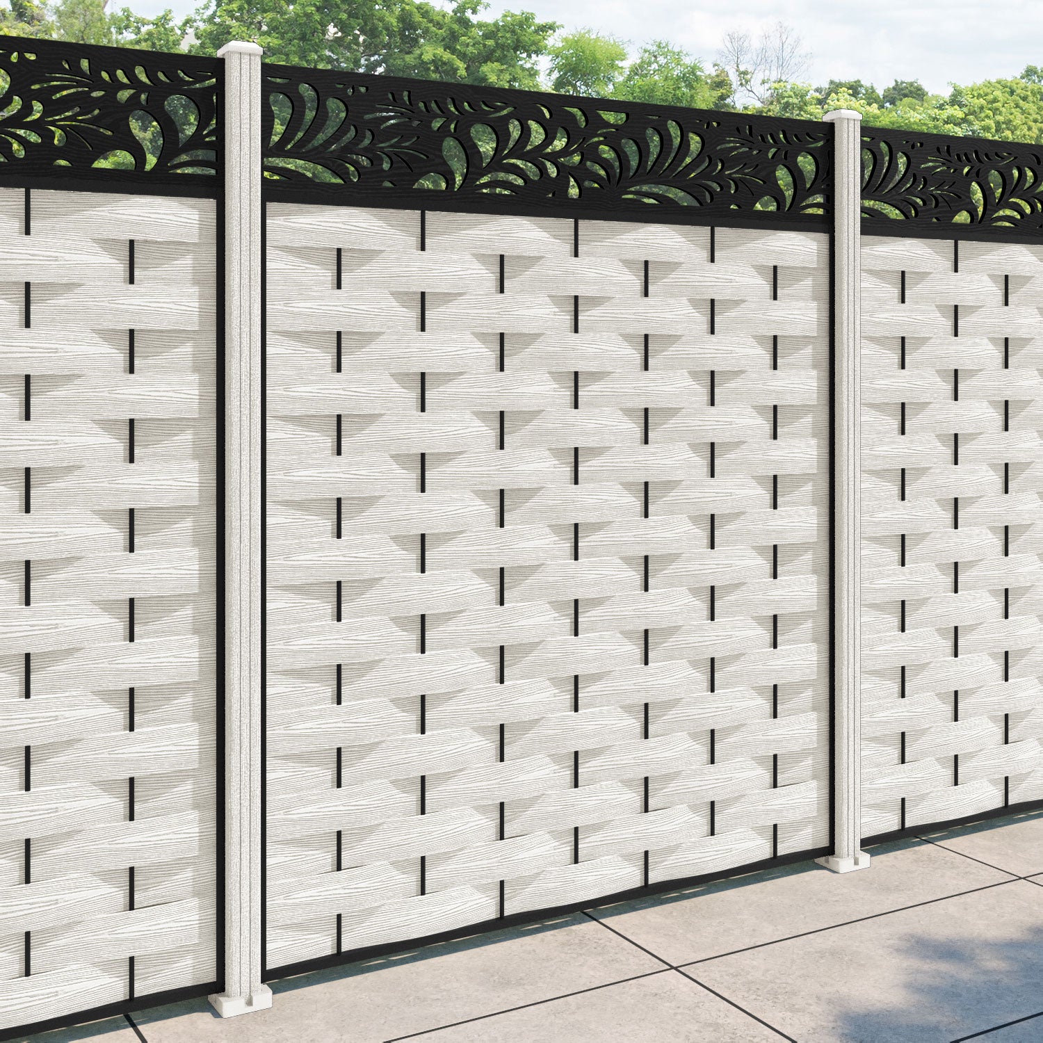Ripple Petal Fence Panel - Light Stone - with our composite posts