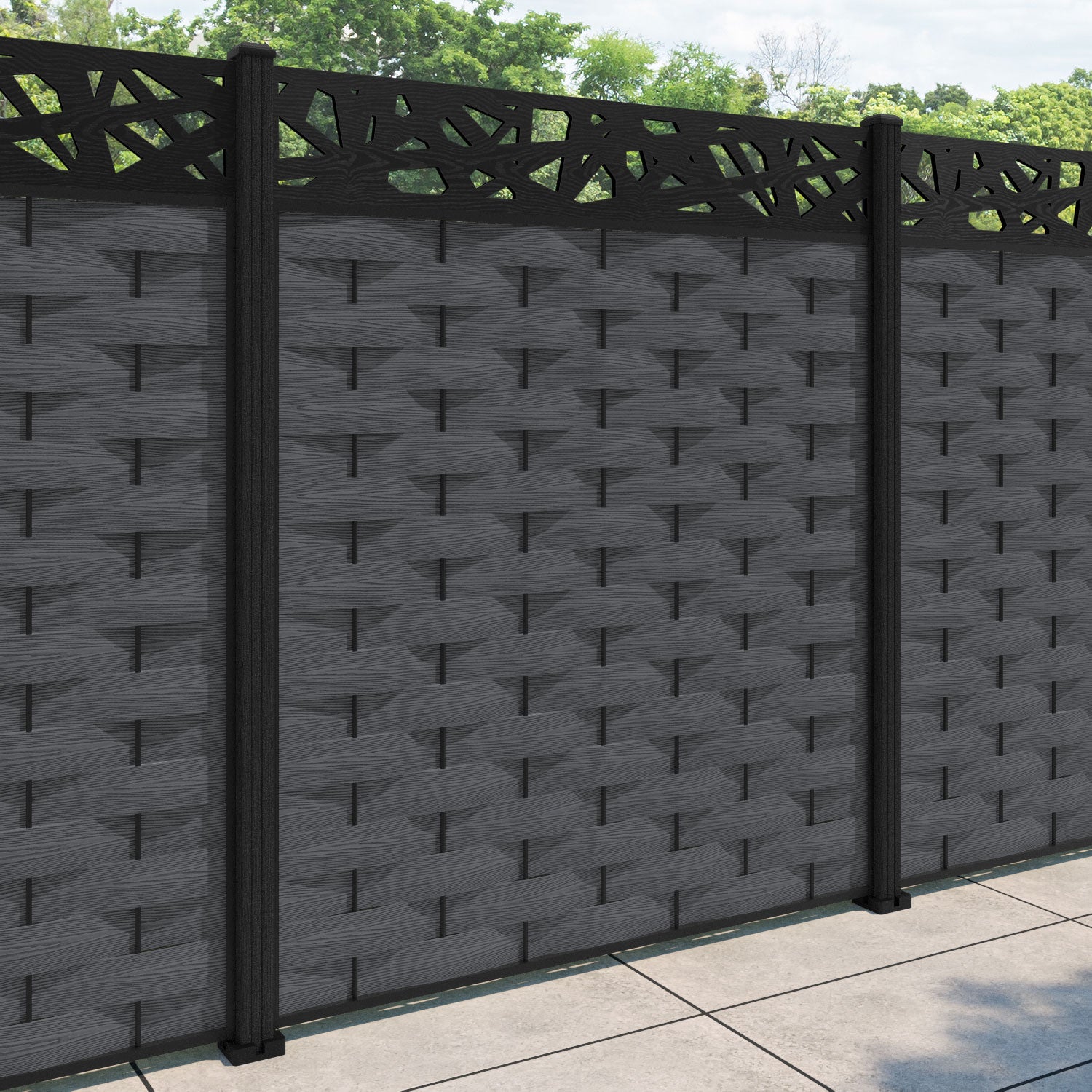 Ripple Prism Fence Panel - Dark Grey - with our composite posts