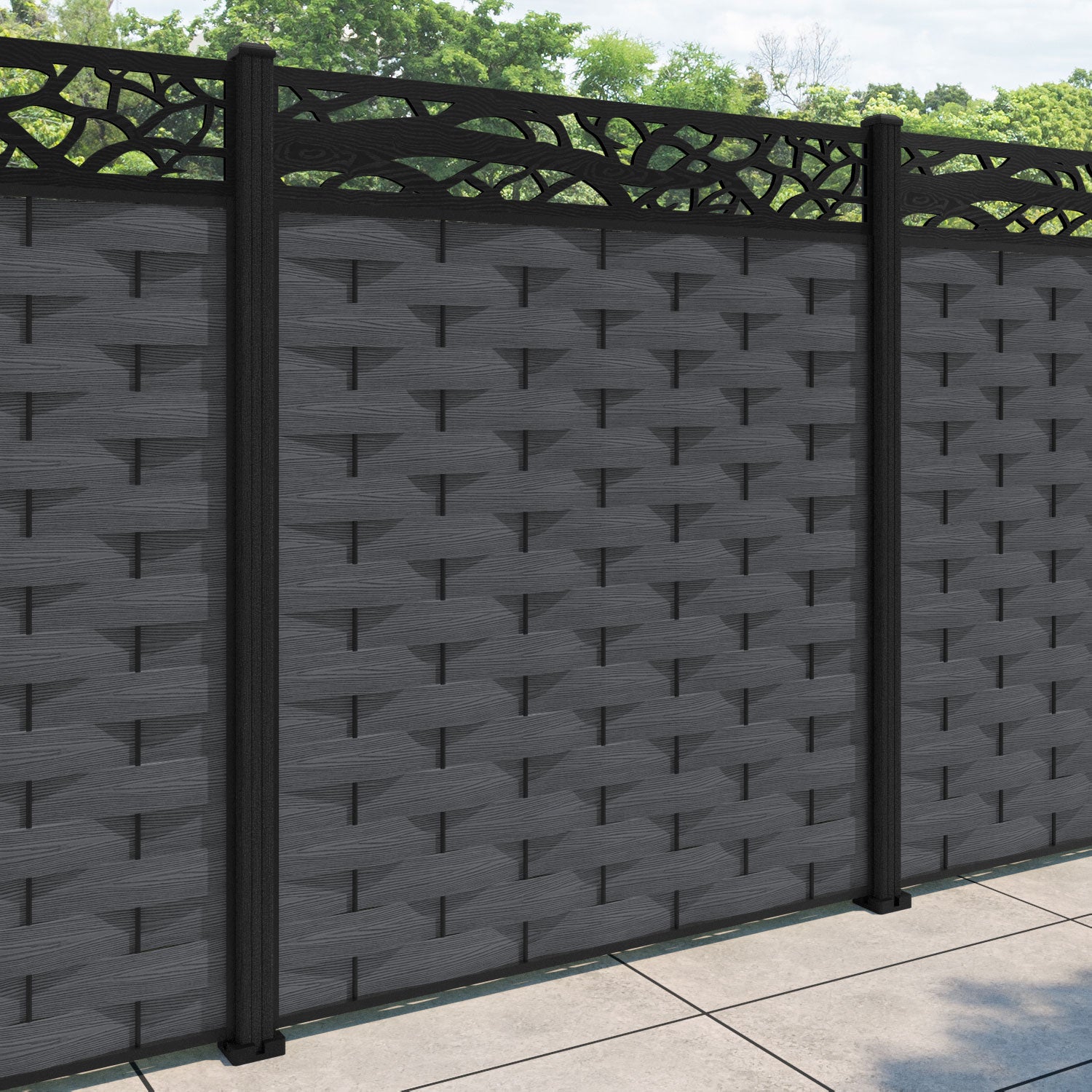 Ripple Twilight Fence Panel - Dark Grey - with our composite posts