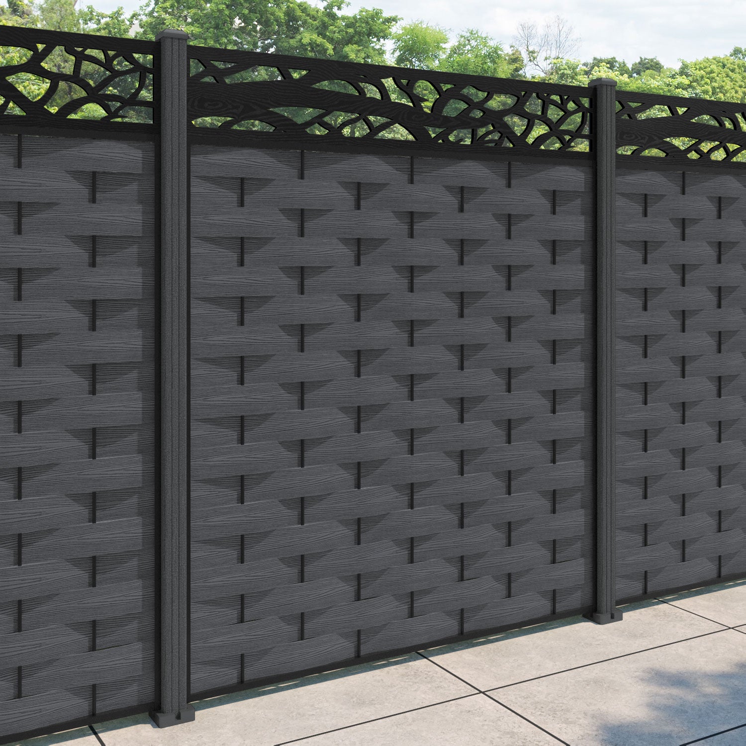 Ripple Twilight Fence Panel - Dark Grey - with our composite posts