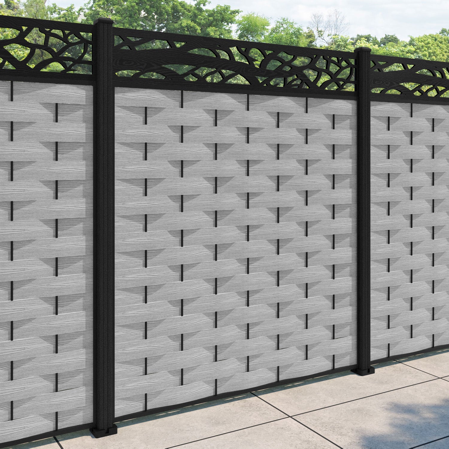 Ripple Twilight Fence Panel - Light Grey - with our composite posts