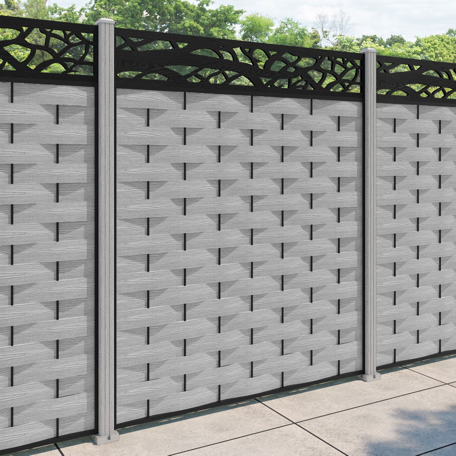 Ripple Twilight Fence Panel - Light Grey - with our composite posts