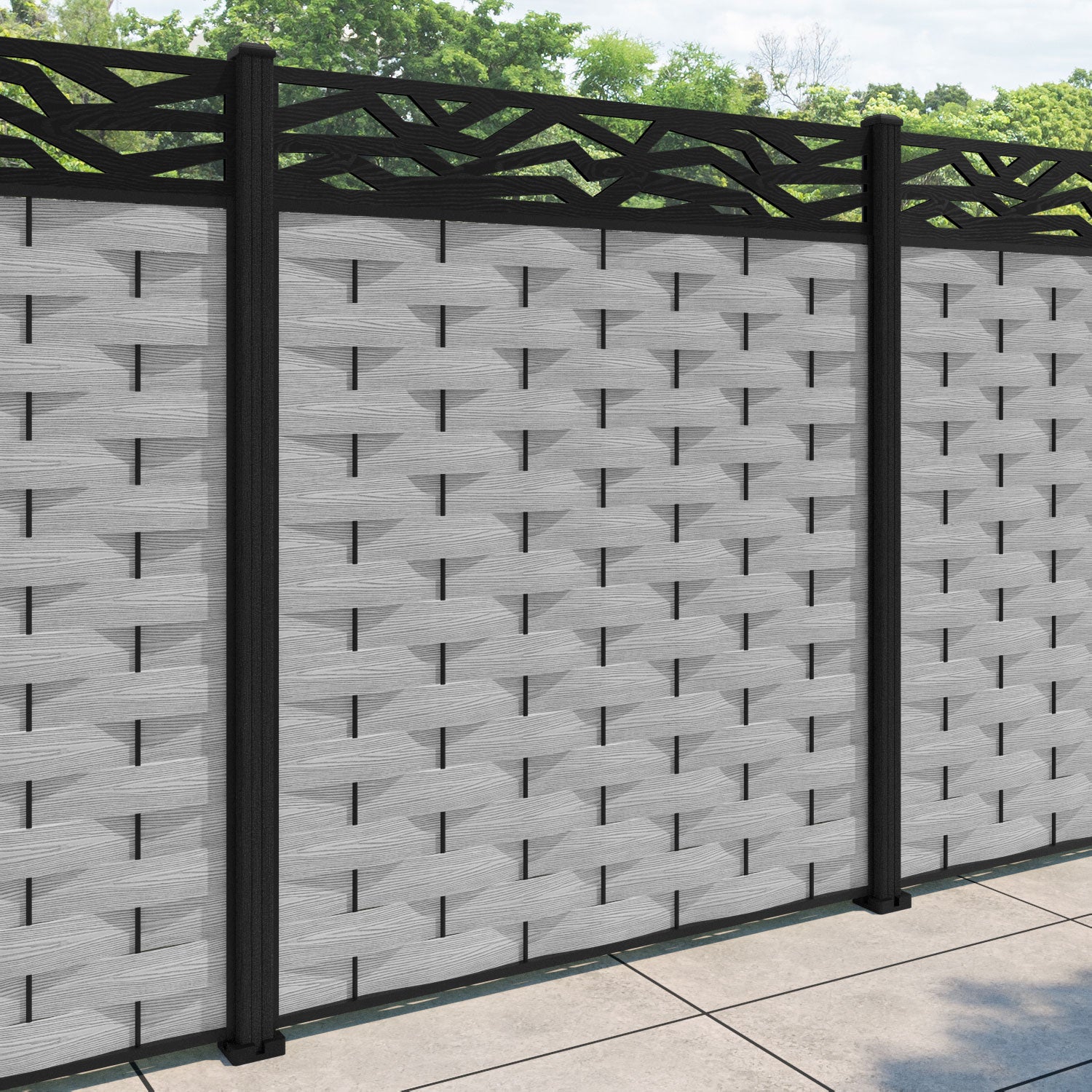 Ripple Zenith Fence Panel - Light Grey - with our composite posts