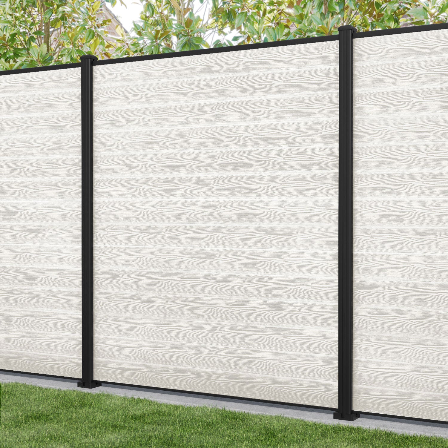 Classic Fence Panel - Light Stone - with our aluminium posts