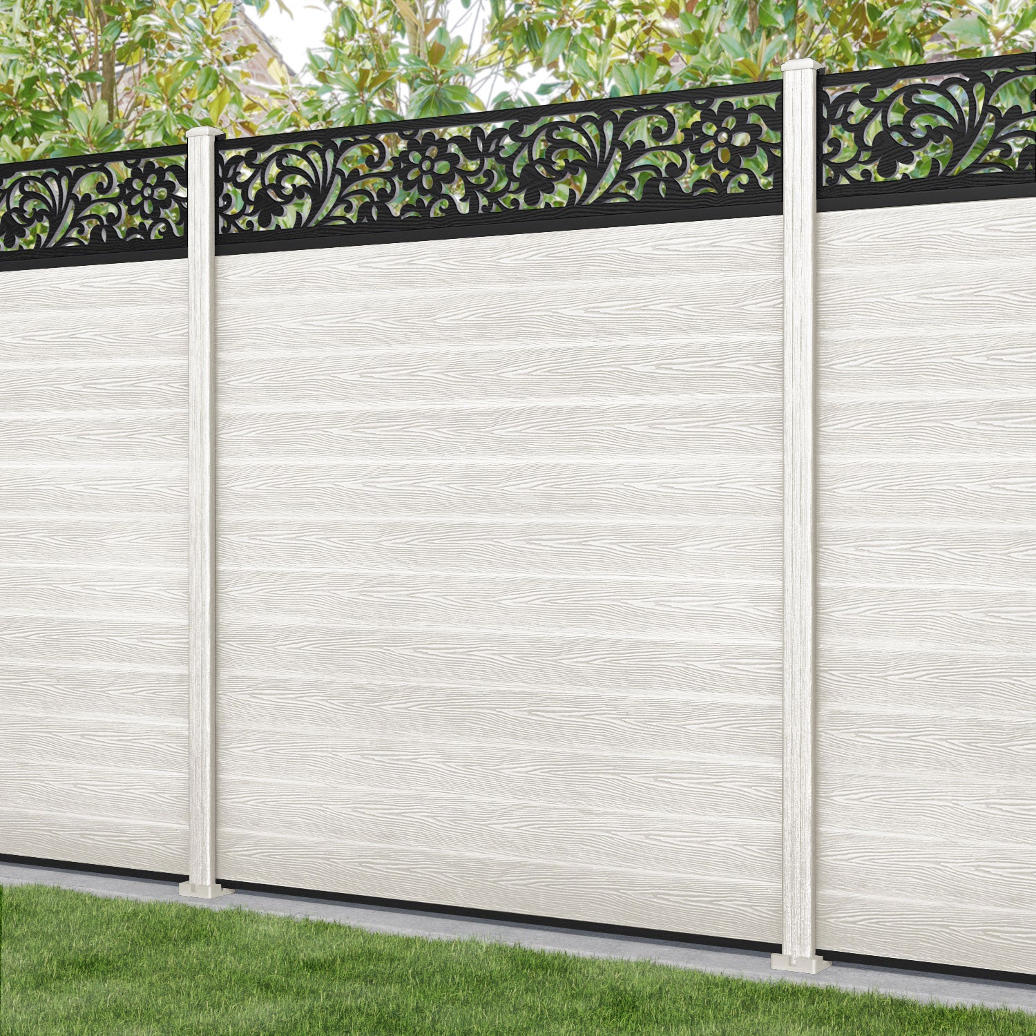 Classic Eden Fence Panel - Light Stone - with our composite posts