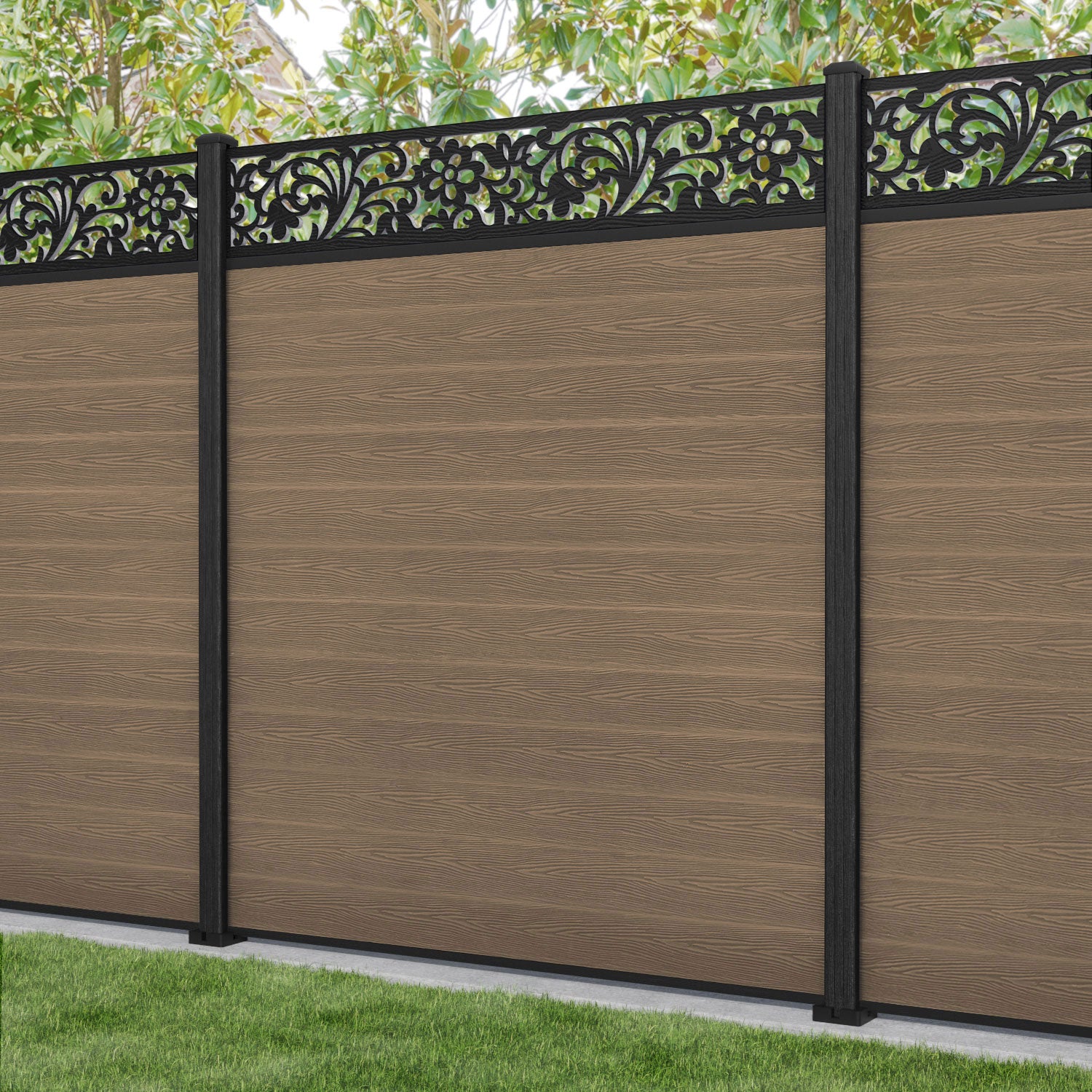 Classic Eden Fence Panel - Teak - with our composite posts