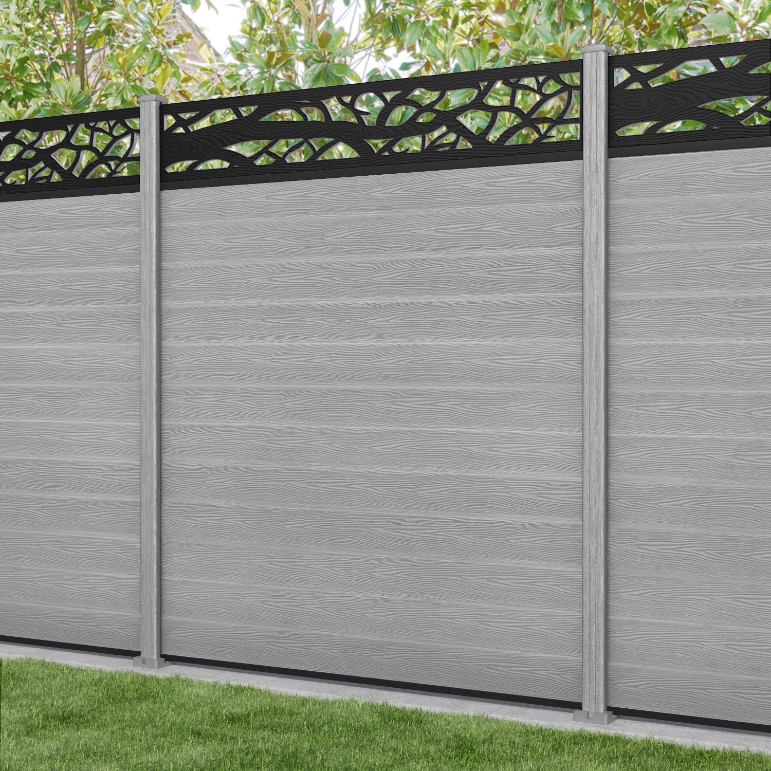 Classic Twilight Fence Panel - Light Grey - with our composite posts