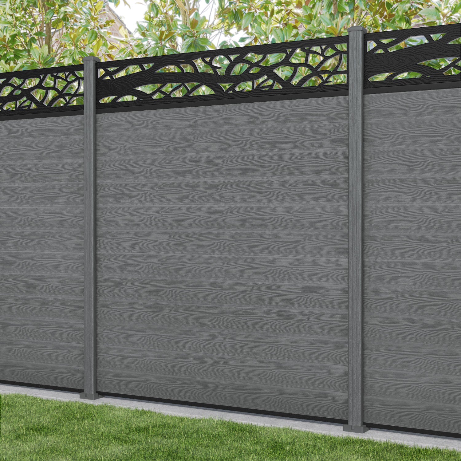 Classic Twilight Fence Panel - Mid Grey - with our composite posts