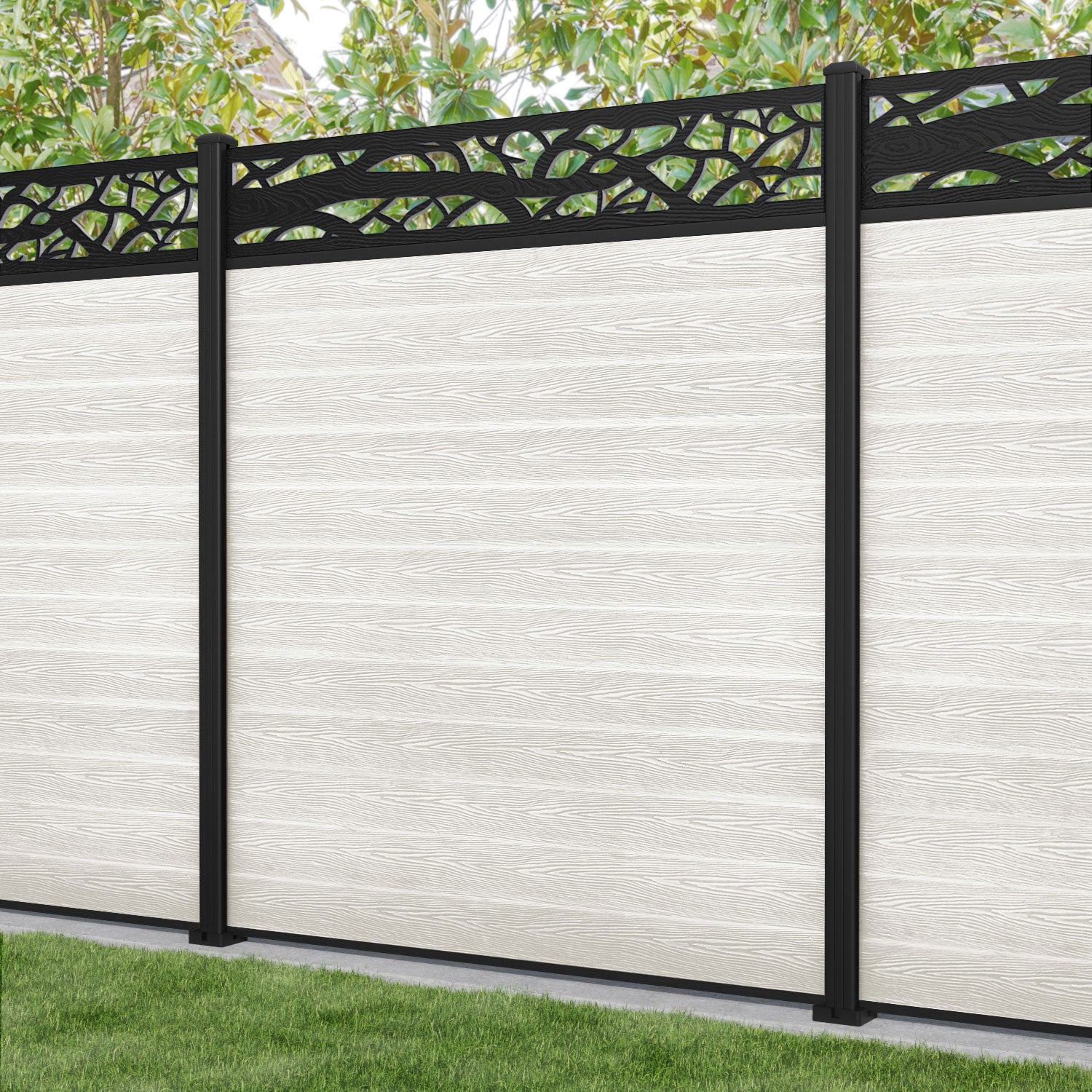 Classic Twilight Fence Panel - Light Stone - with our aluminium posts