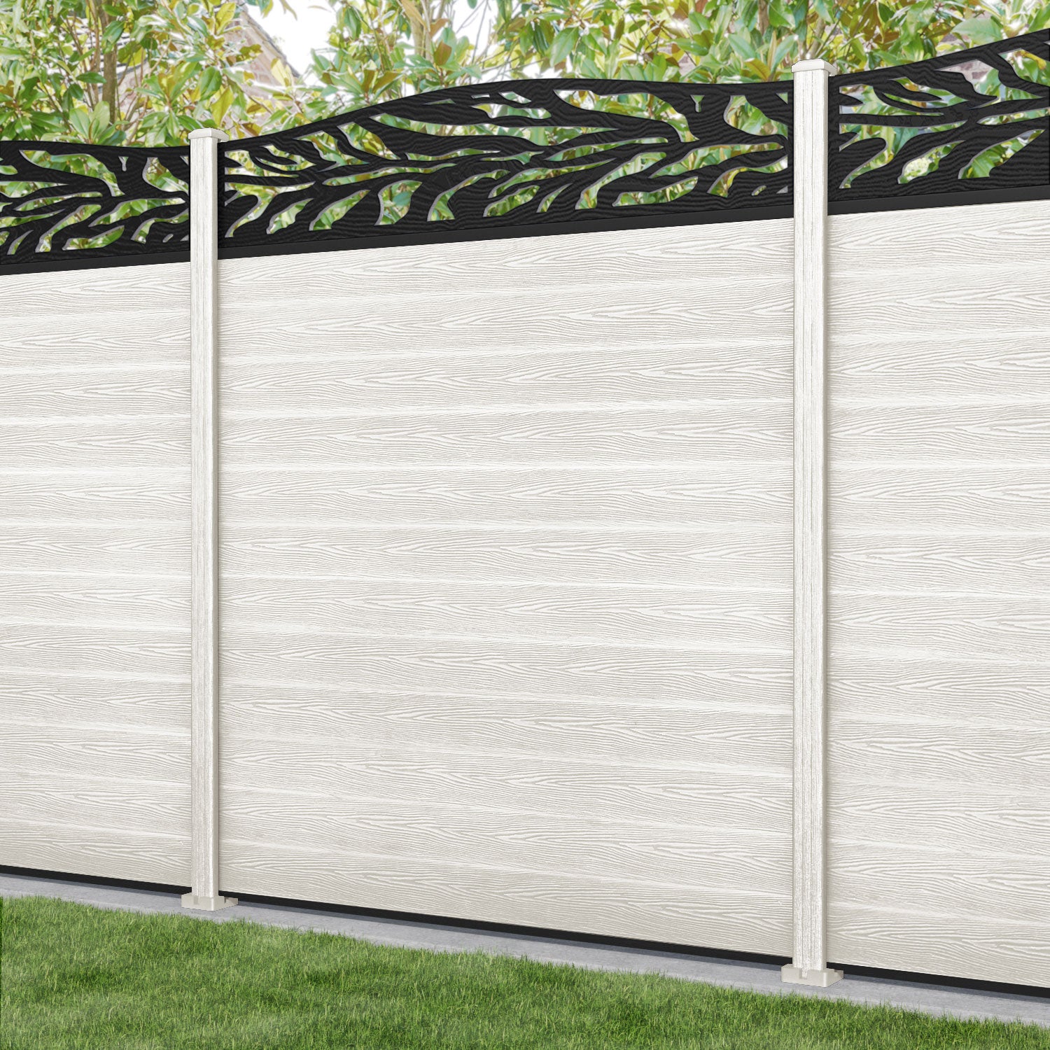Classic Malawi Curved Top Fence Panel - Light Stone - with our composite posts