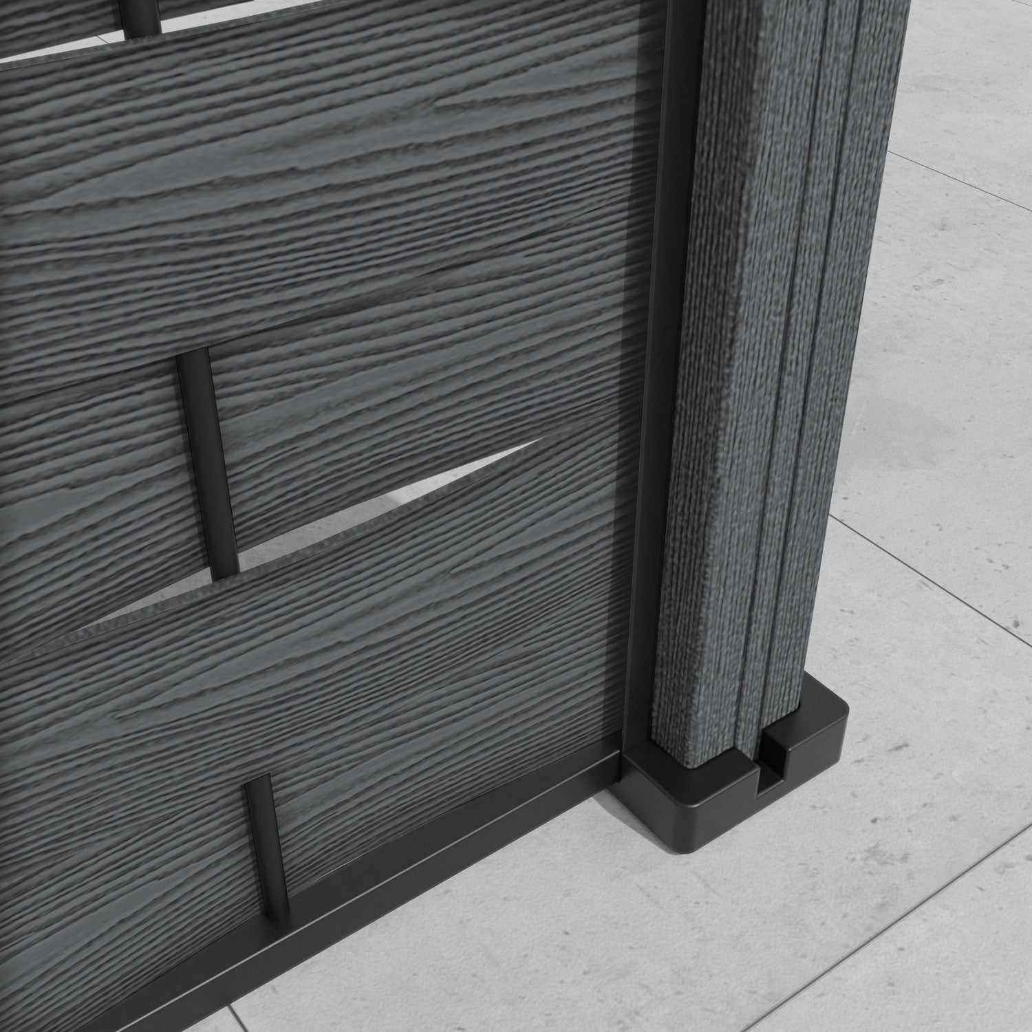 Ripple Pebble Fence Panel - Dark Grey - with our composite posts