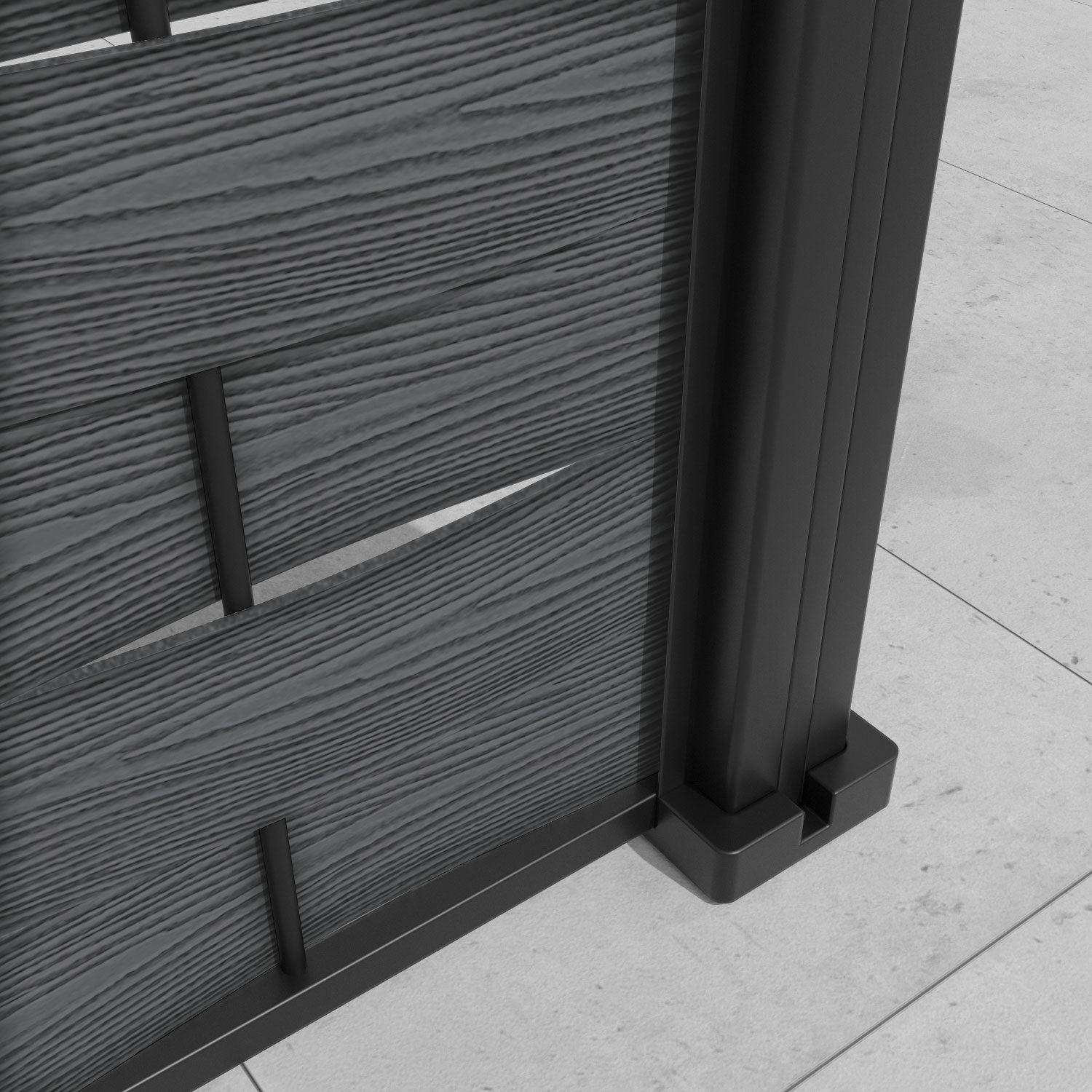 Ripple Twilight Curved Top Fence Panel - Dark Grey - with our aluminium posts