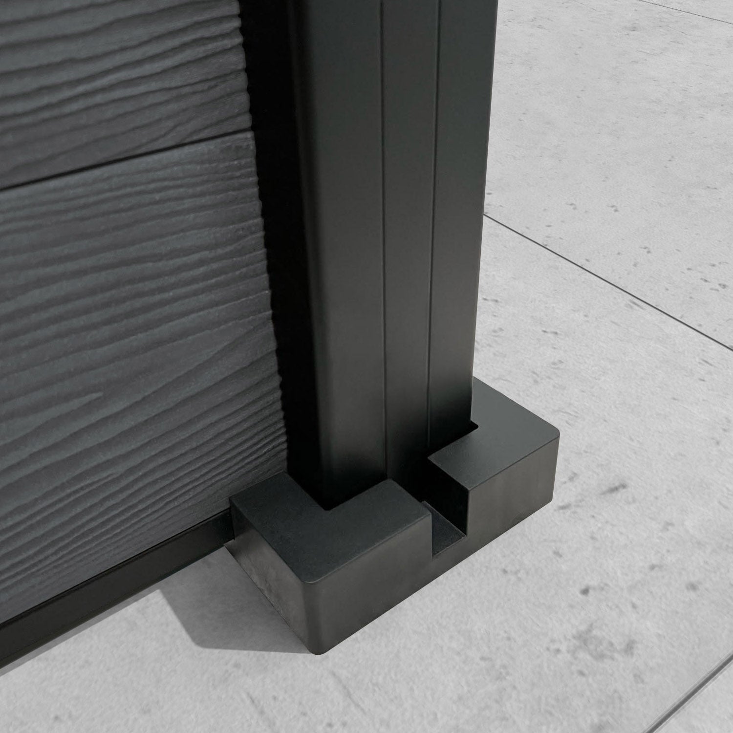 Classic Alnara Curved Top Fence Panel - Dark Grey - with our aluminium posts