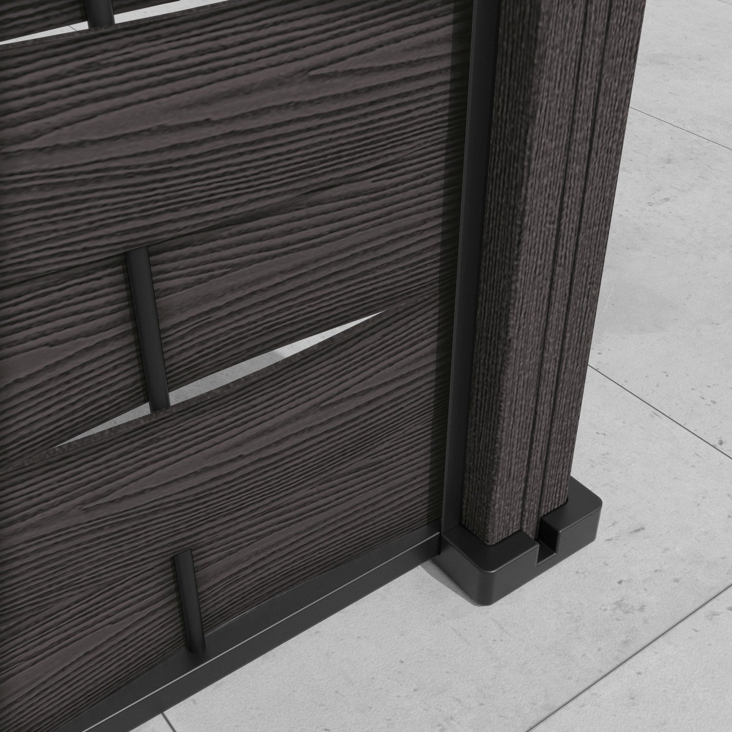 Ripple Blossom Curved Top Fence Panel - Dark Oak - with our composite posts