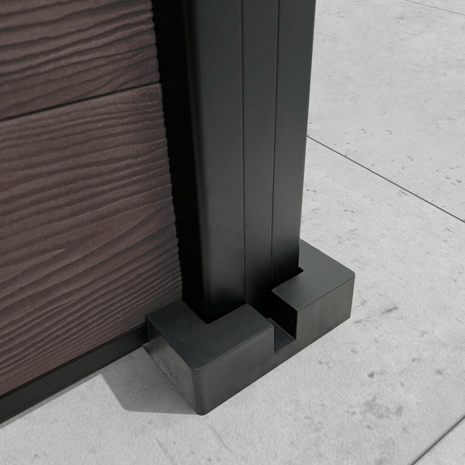 Classic Nazira Curved Top Fence Panel - Mid Brown - with our aluminium posts