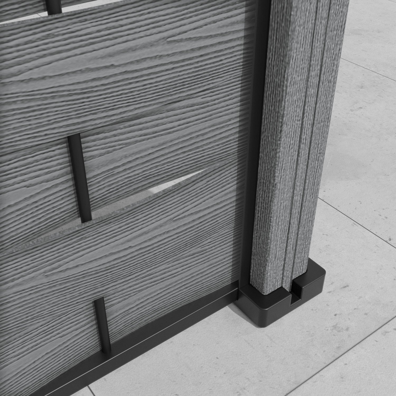 Ripple Palm Curved Top Fence Panel - Mid Grey - with our composite posts