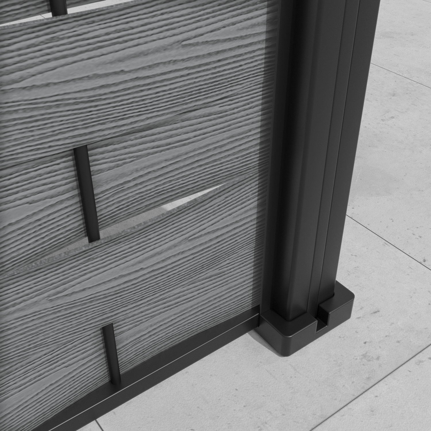 Ripple Heritage Curved Top Fence Panel - Mid Grey - with our aluminium posts