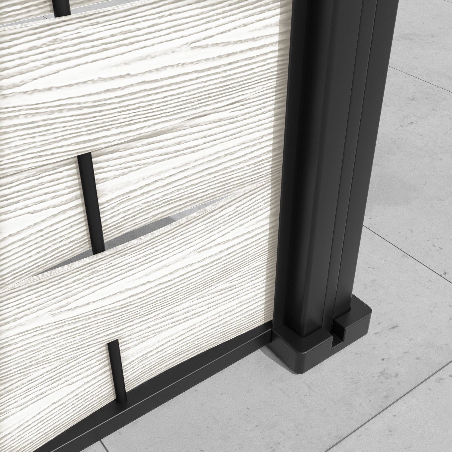 Ripple Alnara Fence Panel - Light Stone - with our aluminium posts