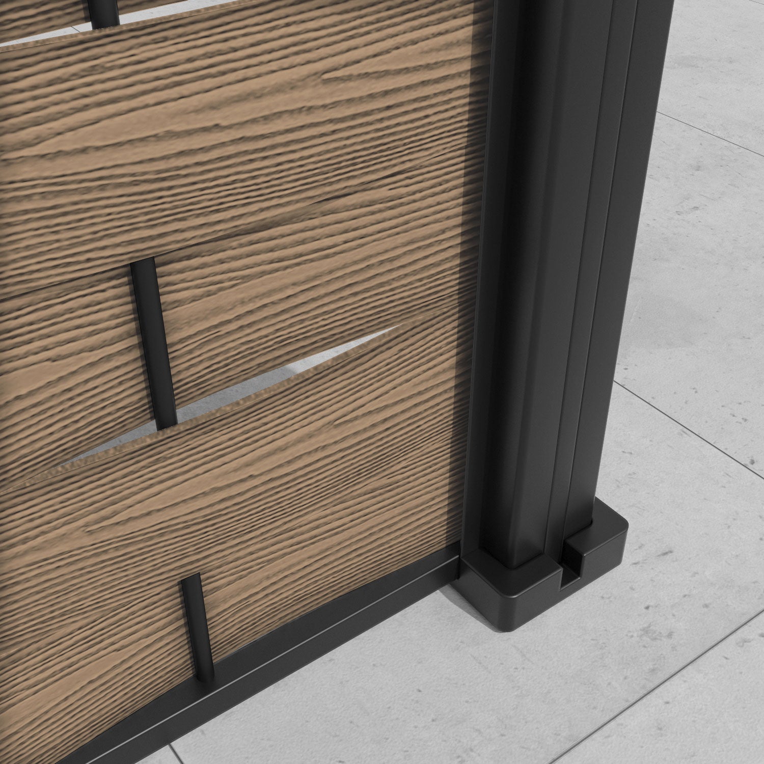 Ripple Petal Curved Top Fence Panel - Teak - with our aluminium posts