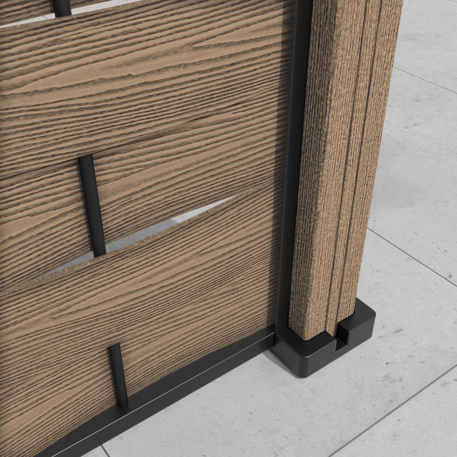 Ripple Blossom Curved Top Fence Panel - Teak - with our composite posts