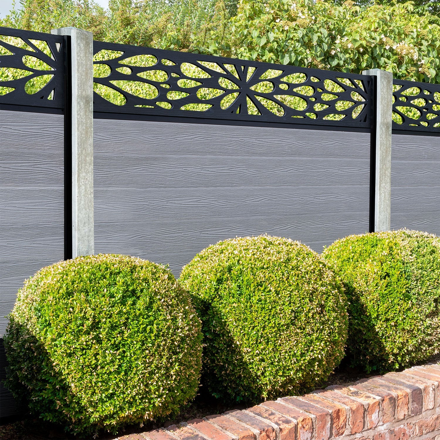 Classic Blossom Fence Panel - Light Grey - for existing concrete posts